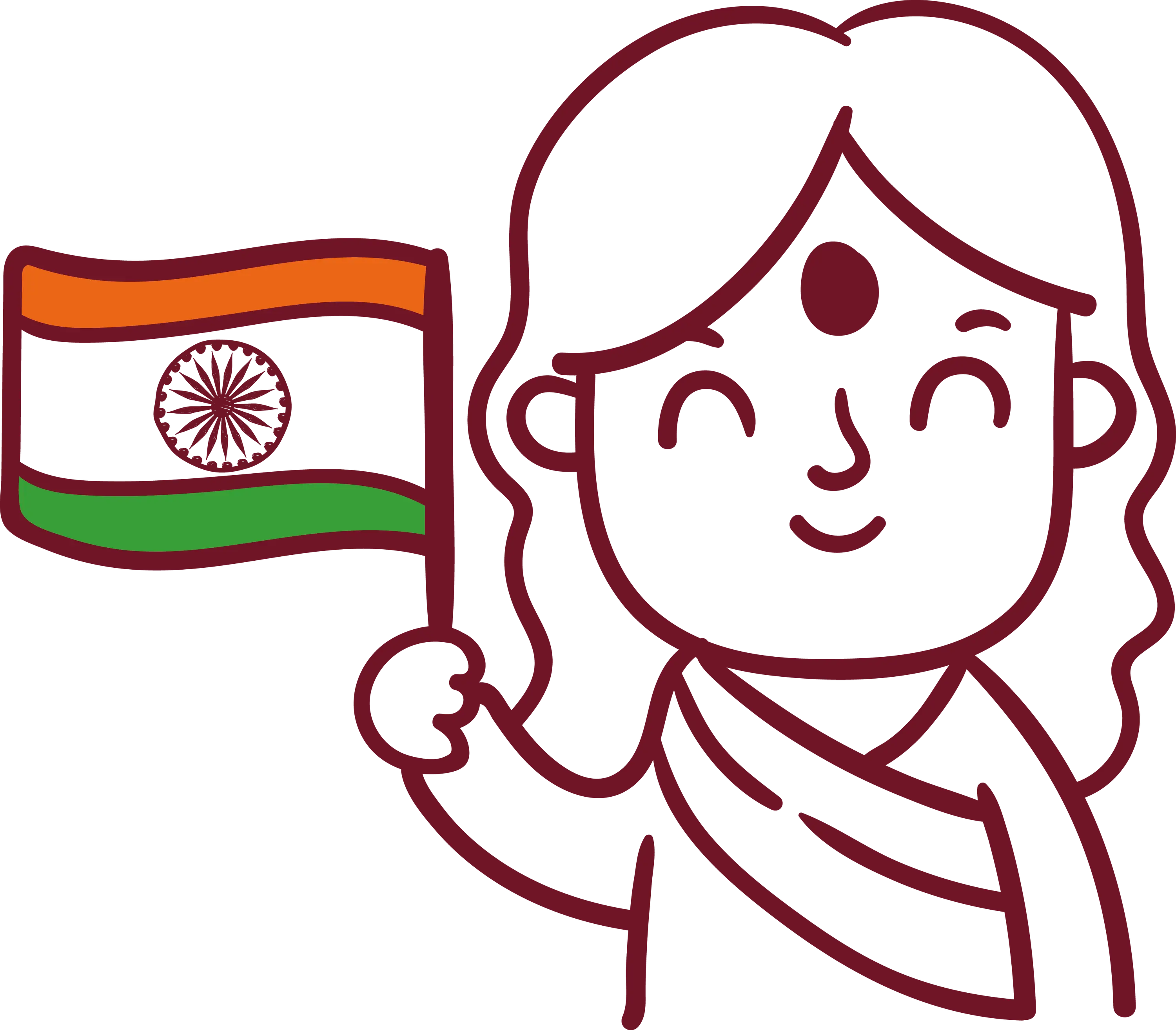 Girl Illustration with Indian Flag