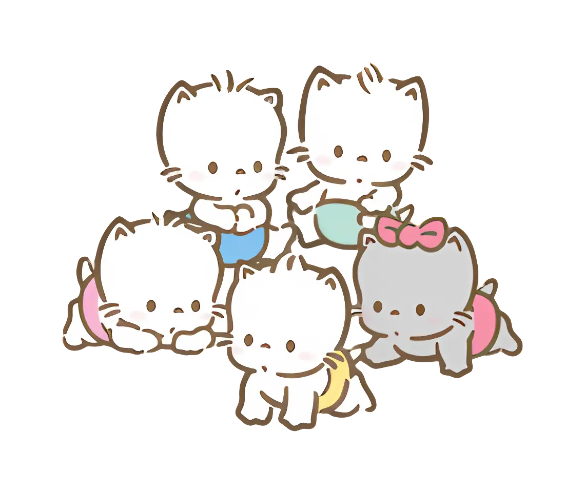 Group of Cute Cartoon Kittens in Playful Design