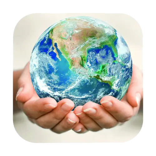 Illustration of Earth Held in Caring Hands