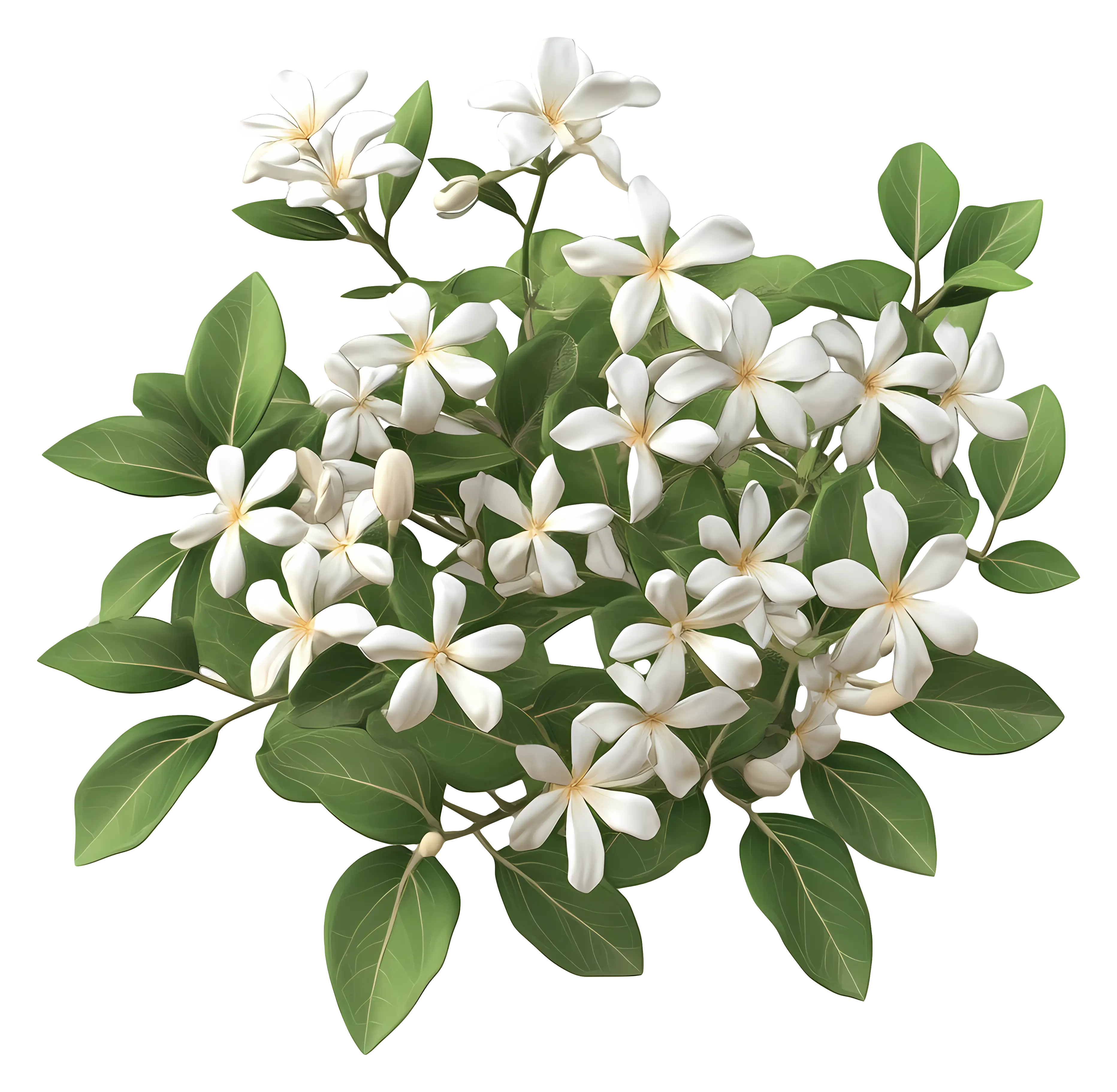 White Flowers with Green Leaves Illustration