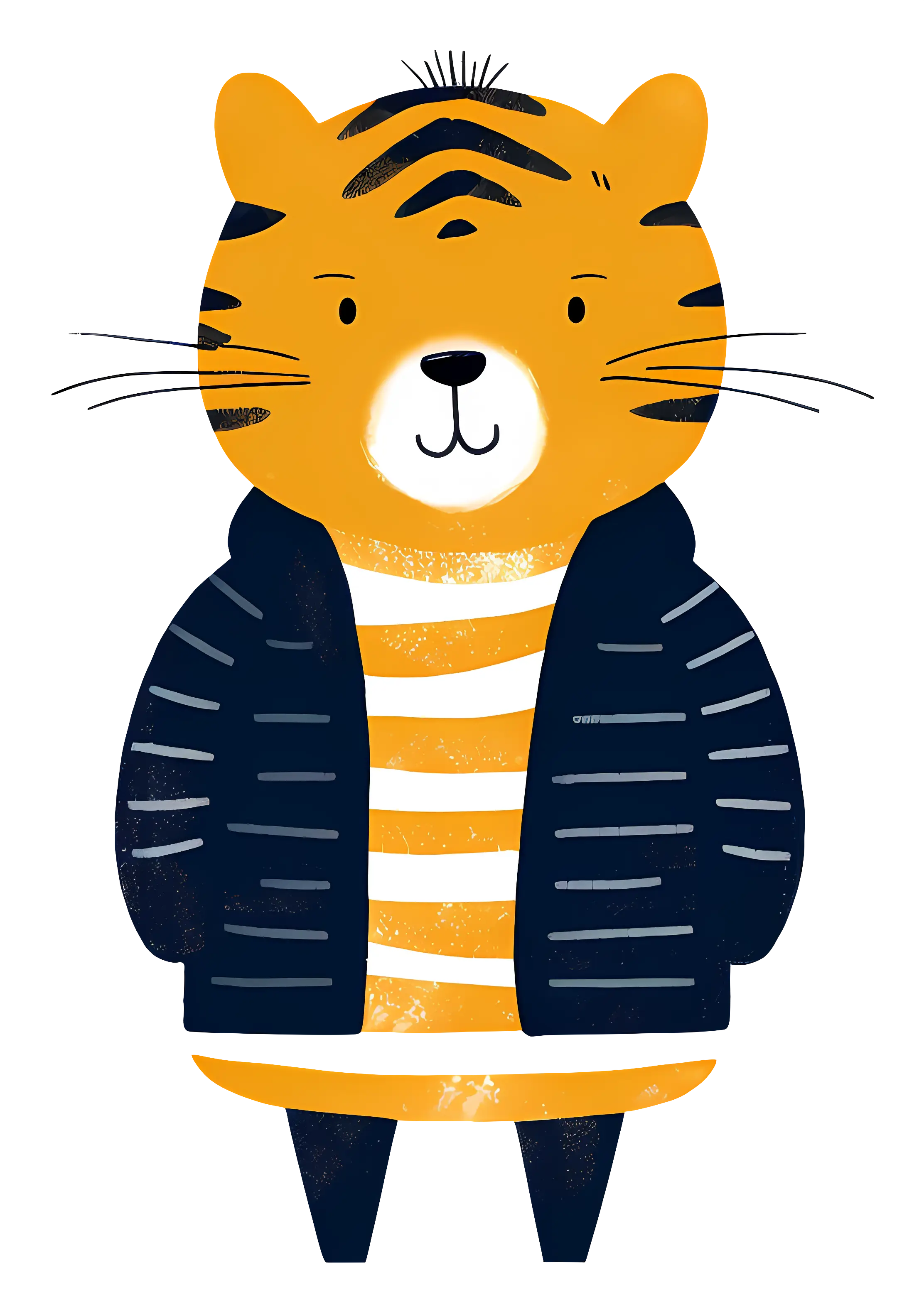 Cartoon Tiger in Striped Shirt Art