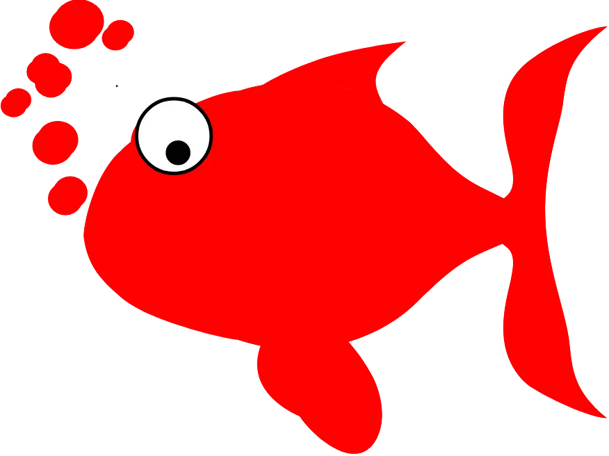Cute Red Fish with Bubbles