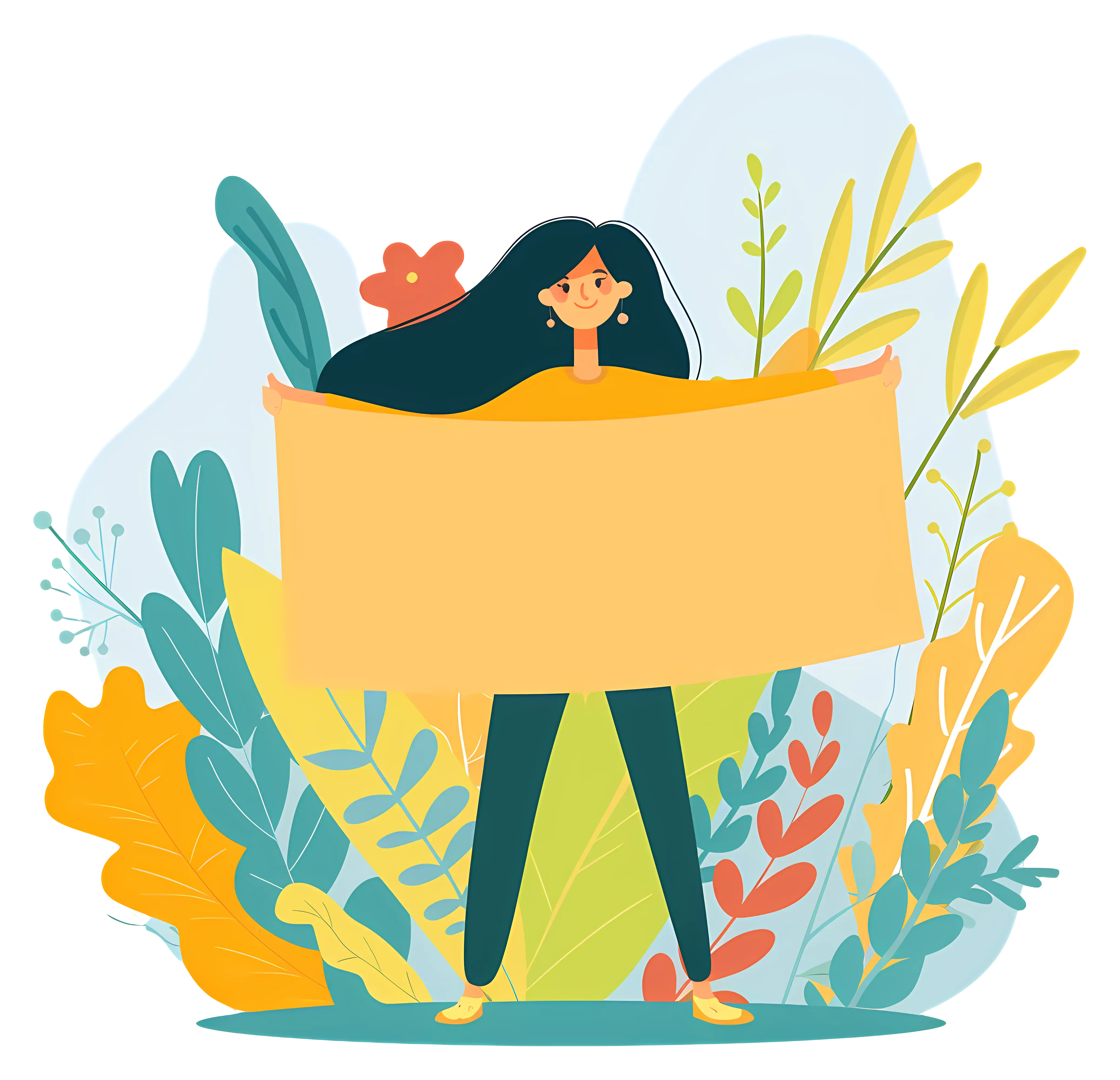 Girl Holding Banner with Plants