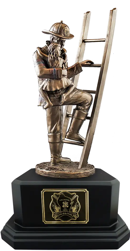 Bronze Firefighter Statue with Ladder