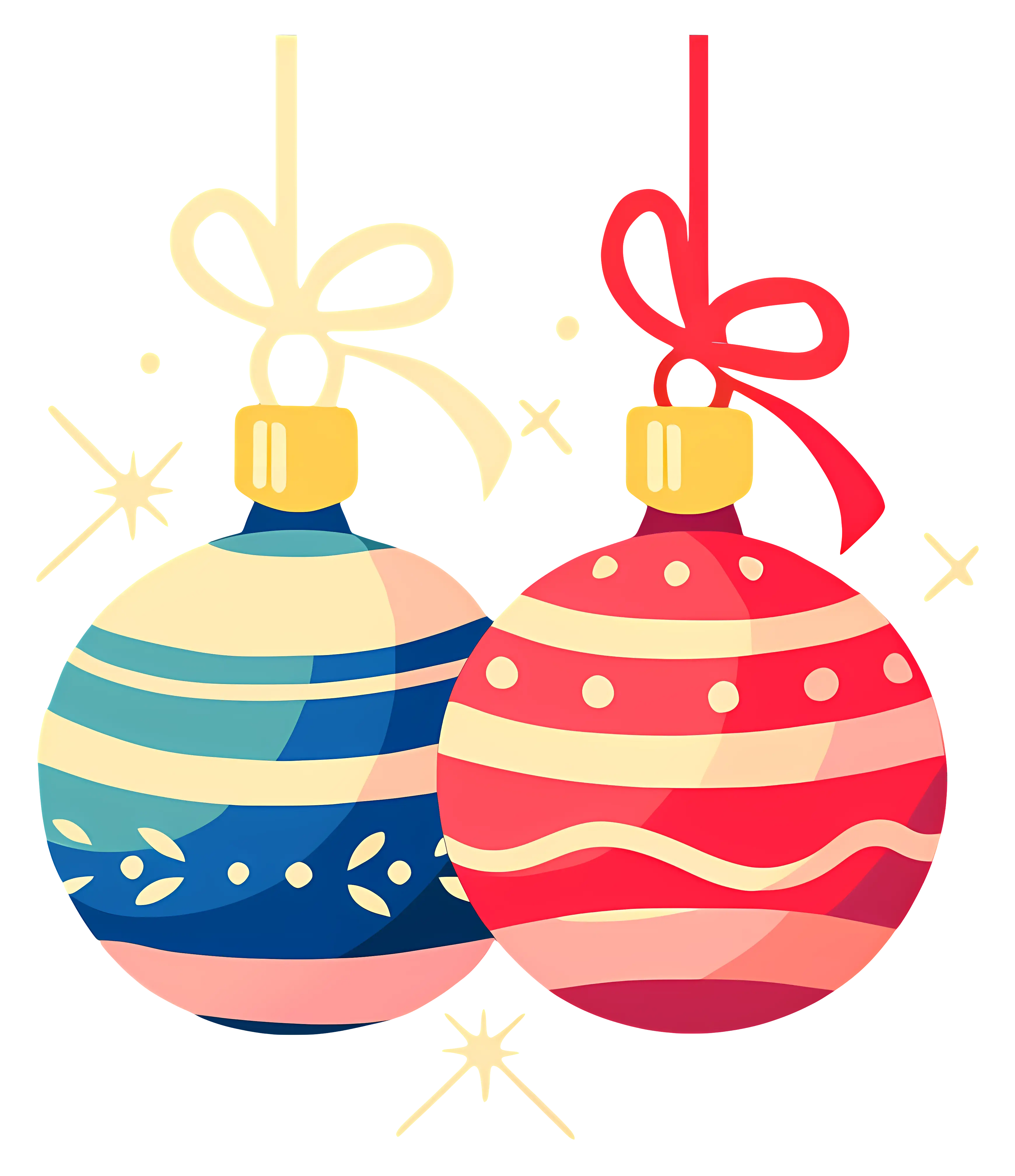 Colorful Christmas Ornaments with Ribbons