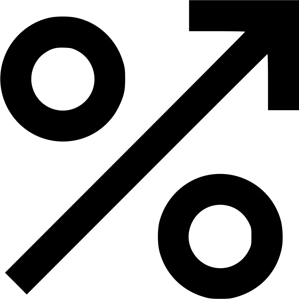 Black Percentage and Arrow Growth Symbol