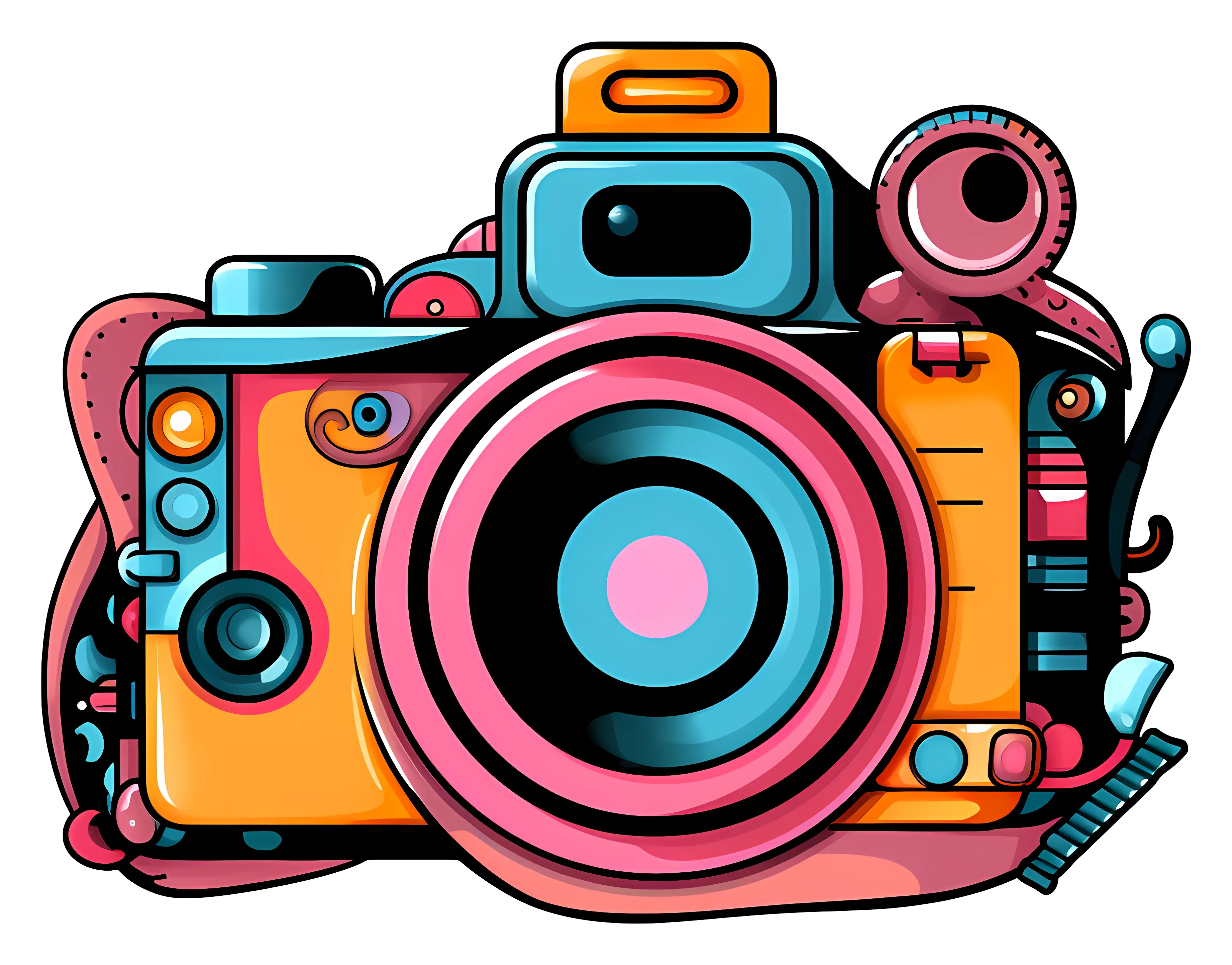 Colorful Cartoon Camera Illustration