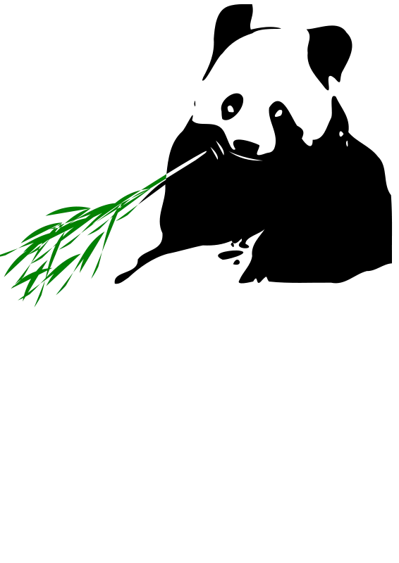 Panda Eating Bamboo Silhouette Illustration