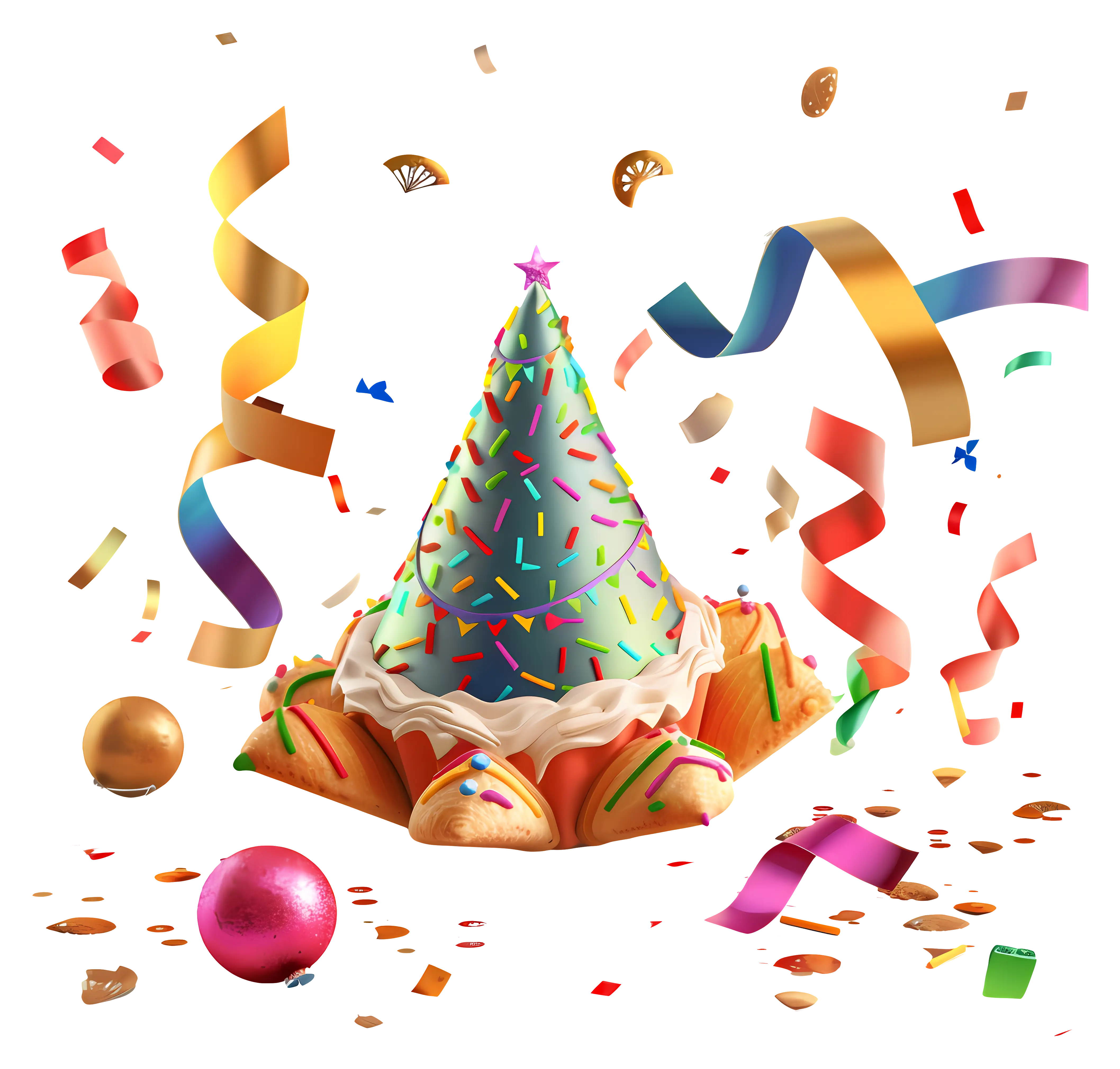 Party Hat with Confetti and Decorations