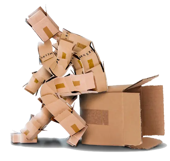 Cardboard Man Sitting on Box