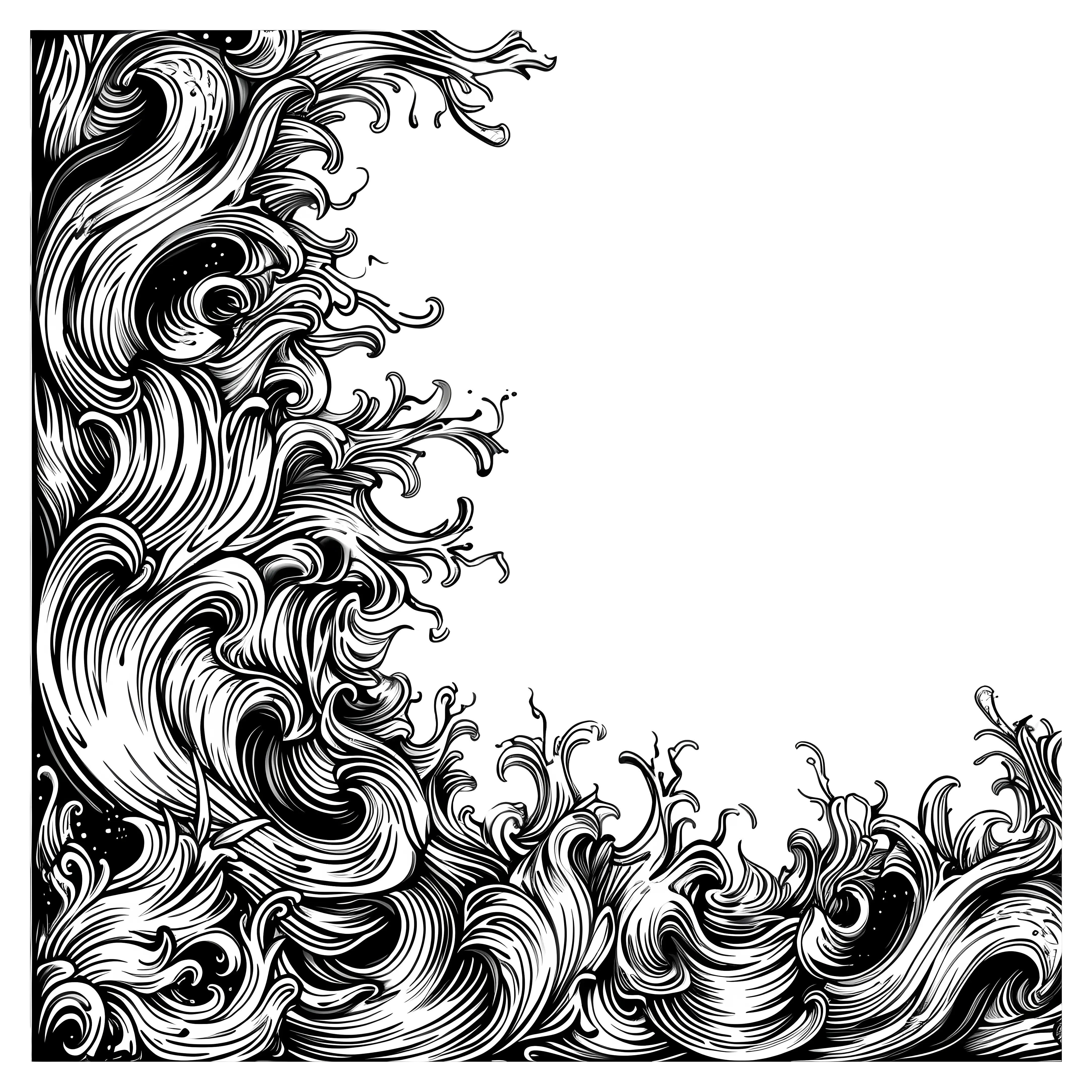 Black and White Decorative Waves
