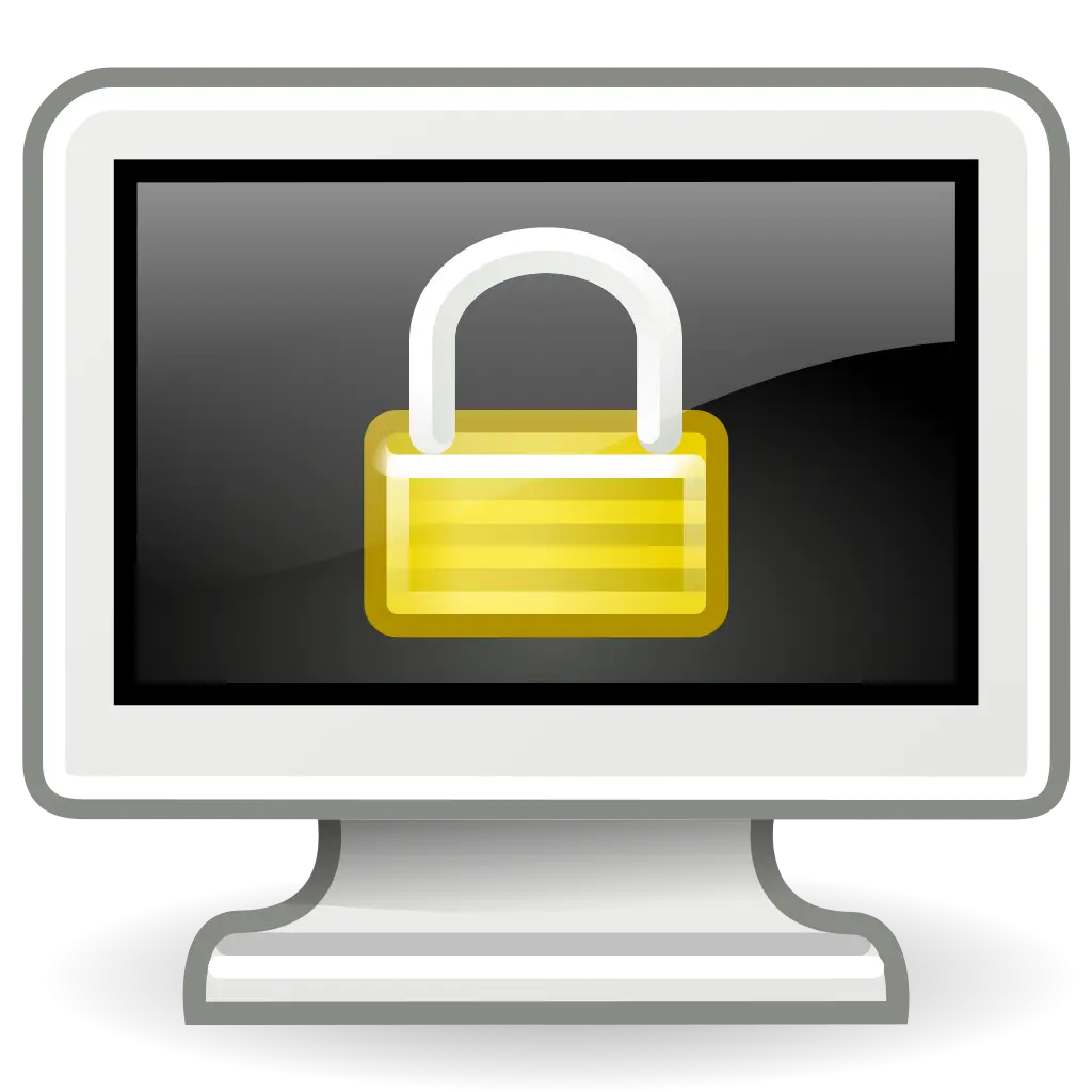 Computer Screen with Golden Padlock Icon