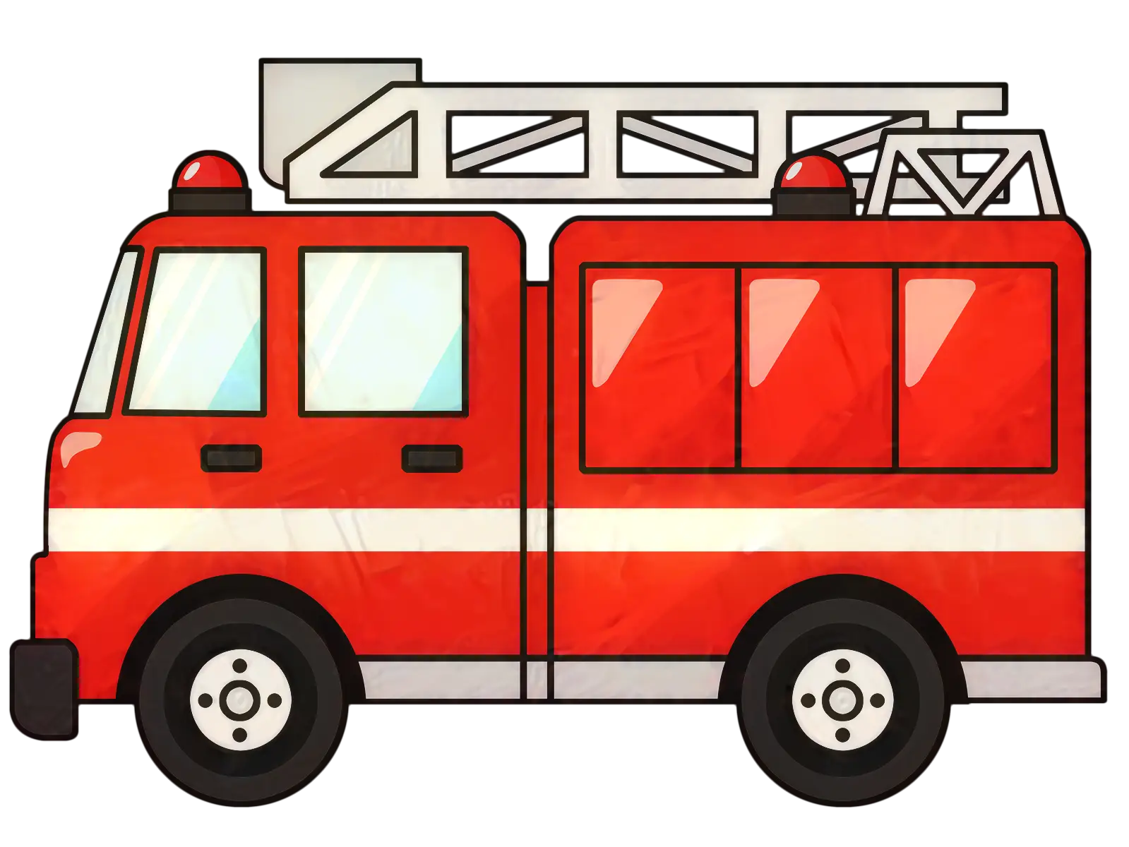 Red Fire Truck Illustration in Cartoon Style