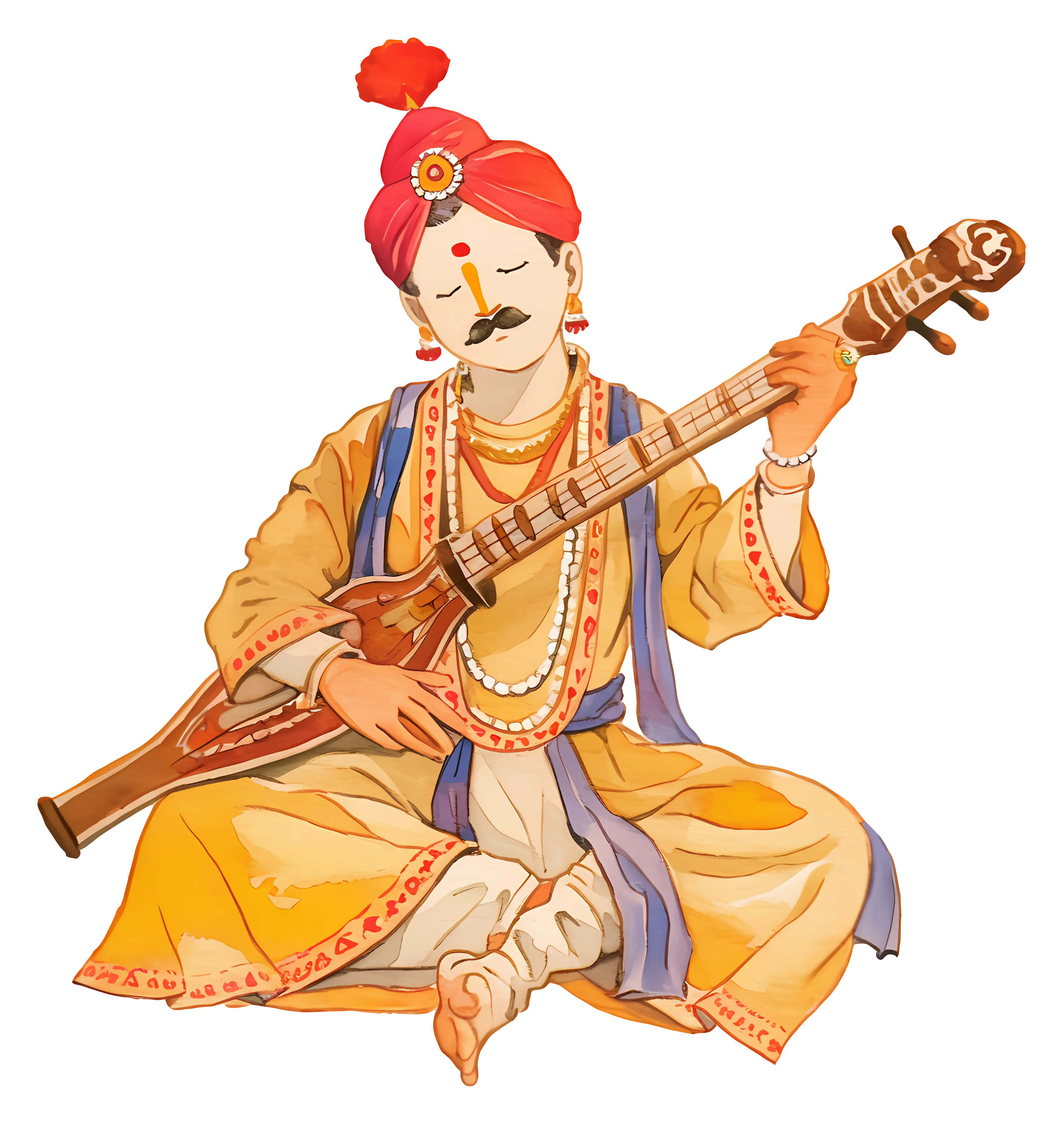 Traditional Musician Playing a Sitar