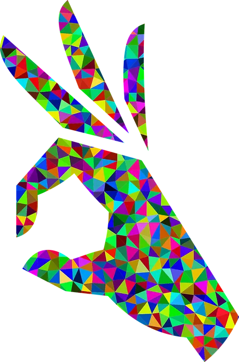 Geometric Color Hand with Vibrant Patterns
