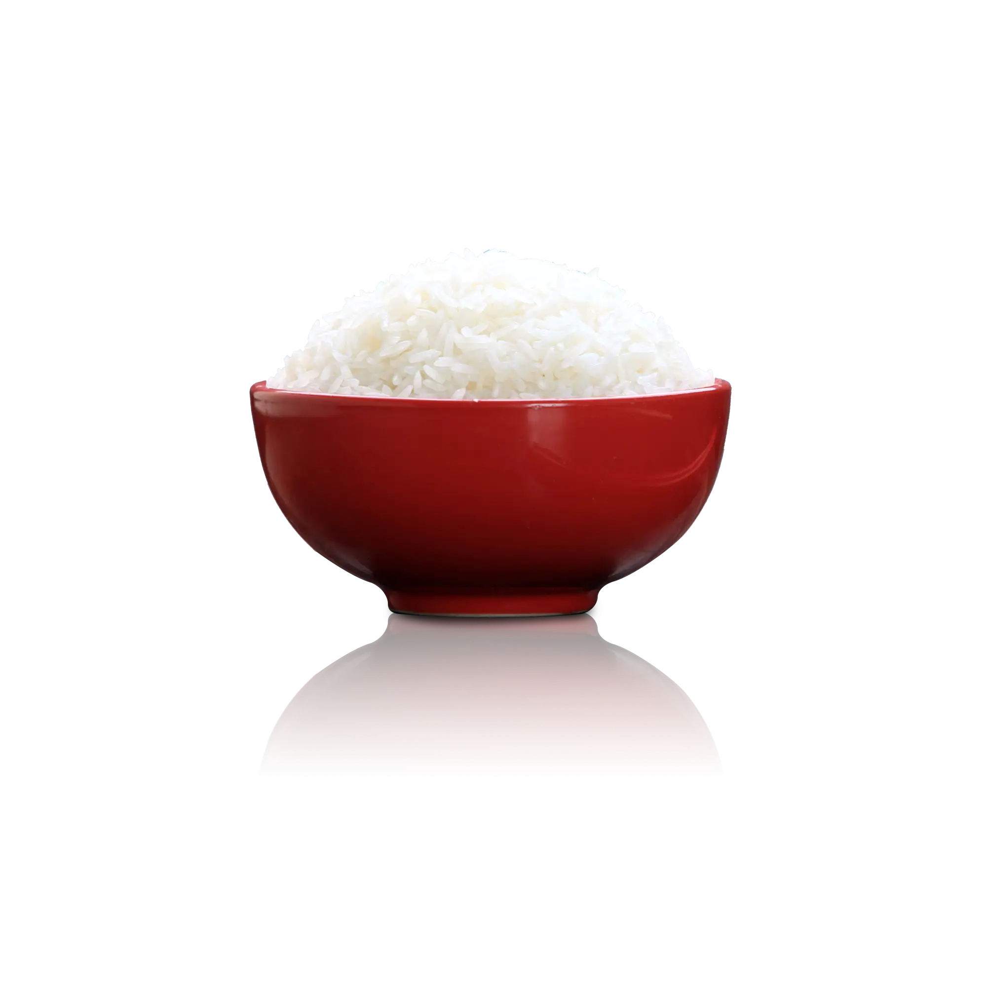 Bowl of Steamed White Rice in Red Bowl