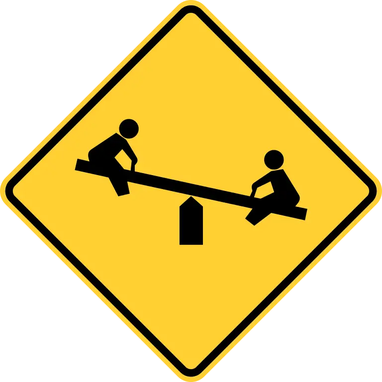 Yellow Road Sign Indicating Children Crossing