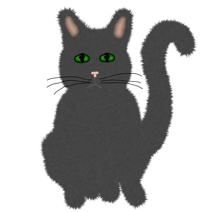 Furry Gray Cat Cartoon Illustration
