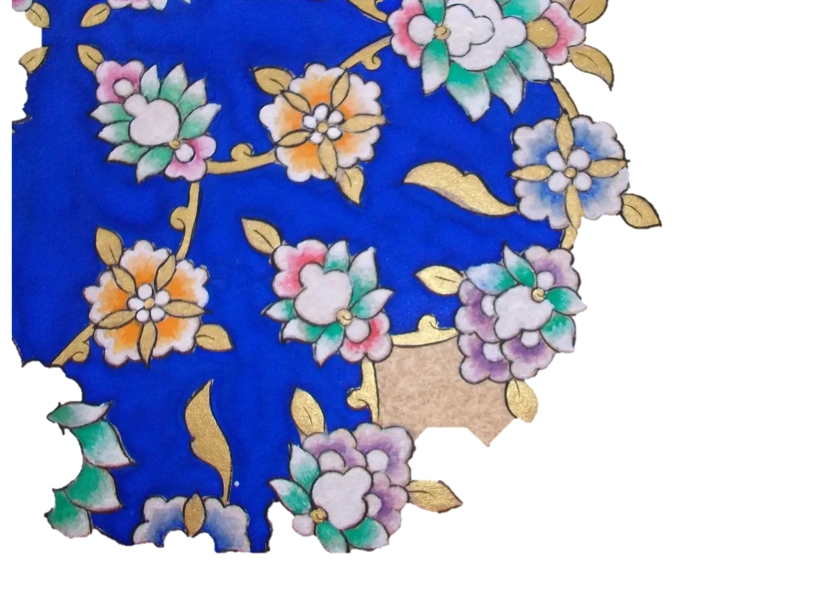 Colorful Floral Pattern on Blue Background