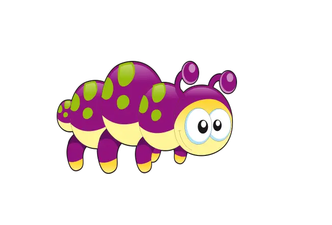Cute Purple Cartoon Caterpillar