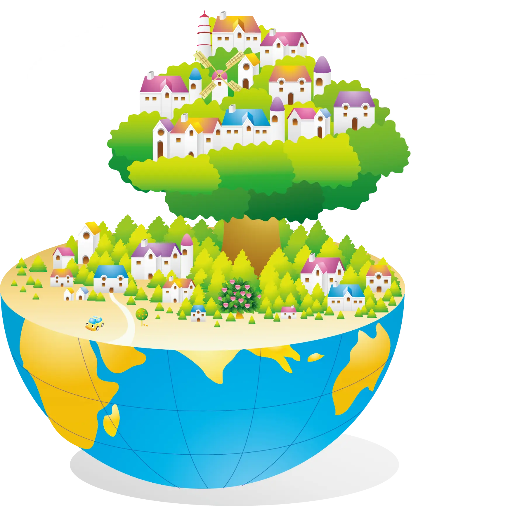 Fantasy Tree Village on Globe