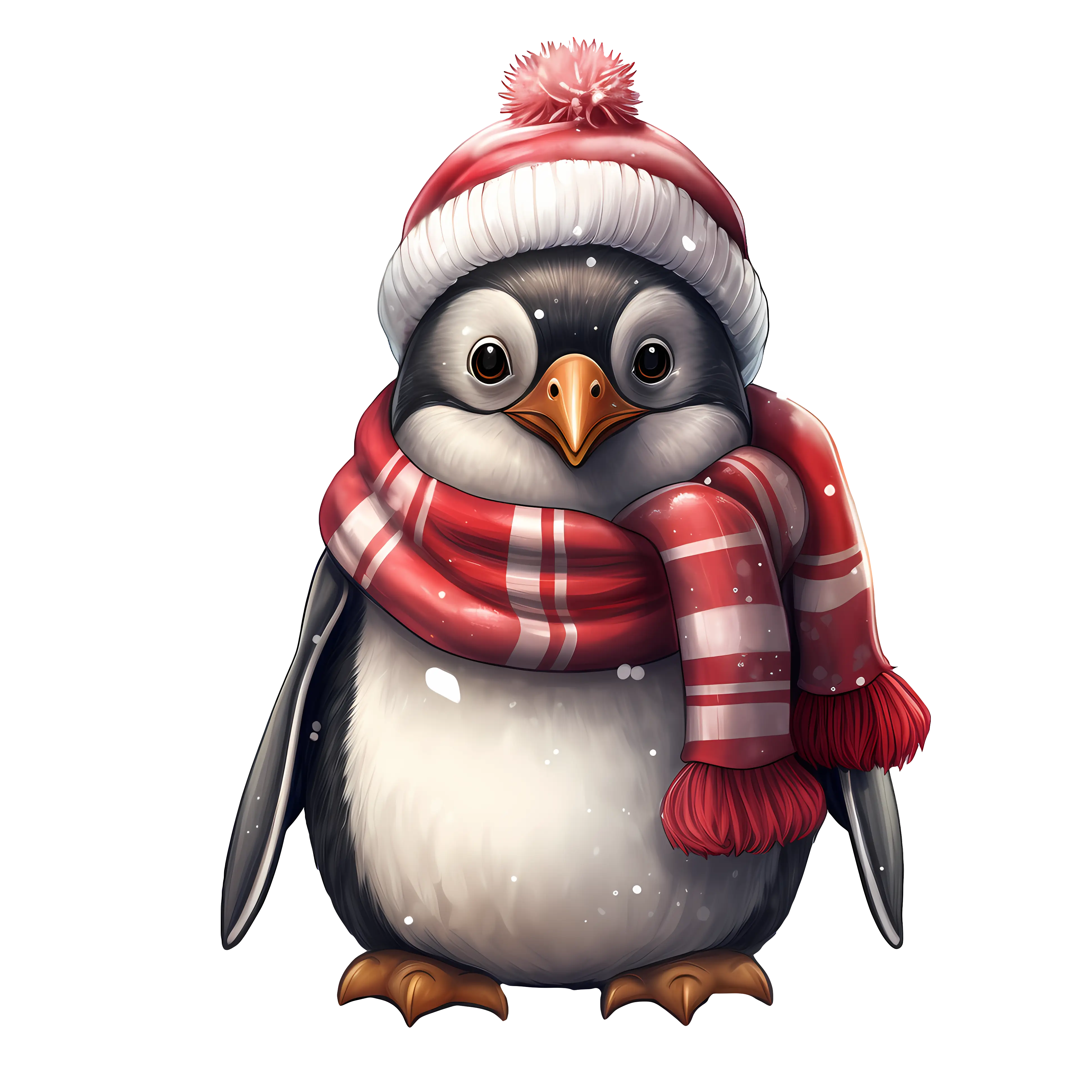 Cute Penguin with Winter Scarf and Hat