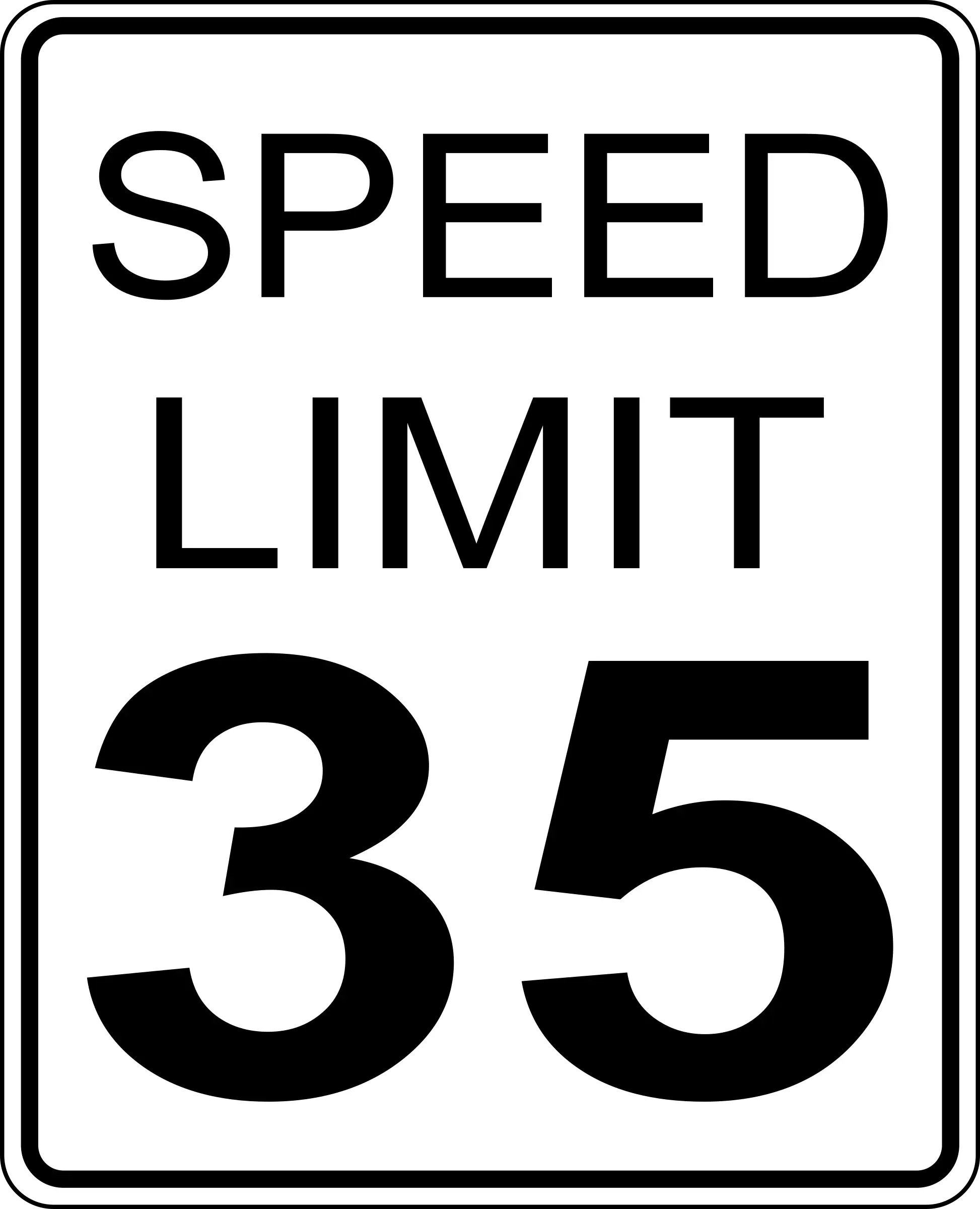 Speed Limit 35 Sign for Traffic Regulation