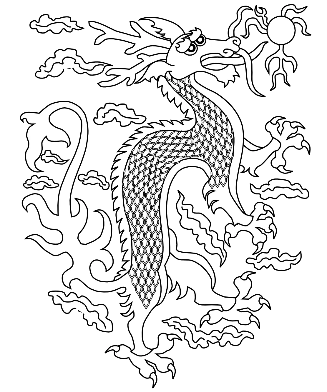 Black and White Dragon Illustration