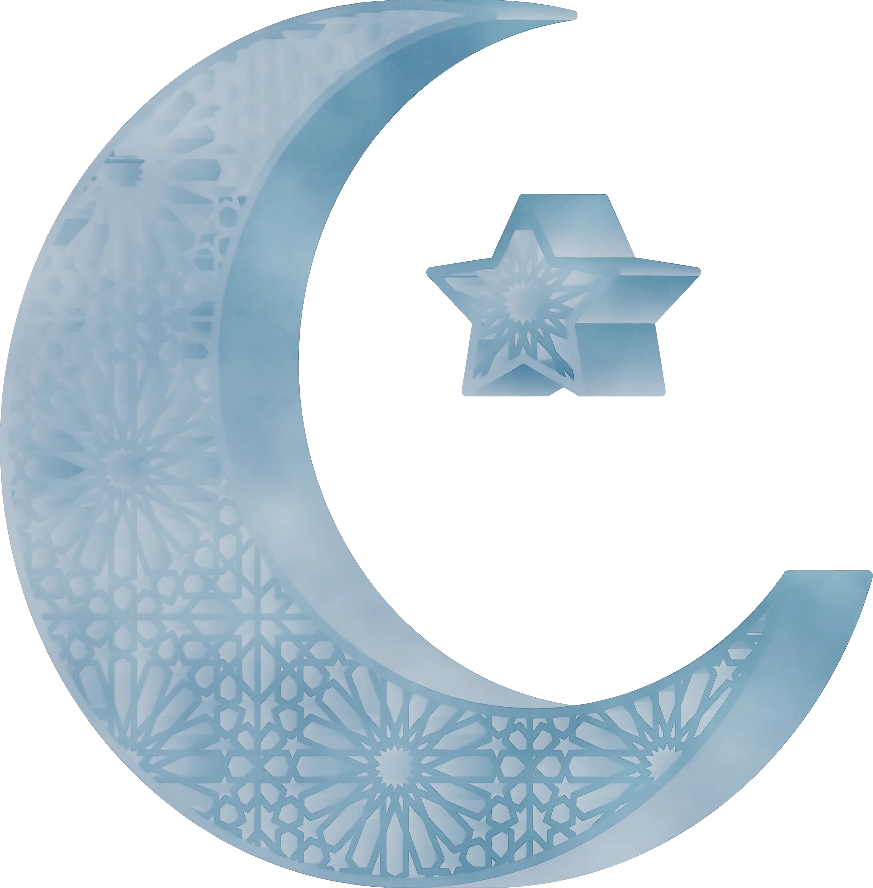 Decorative Crescent Moon and Star Design