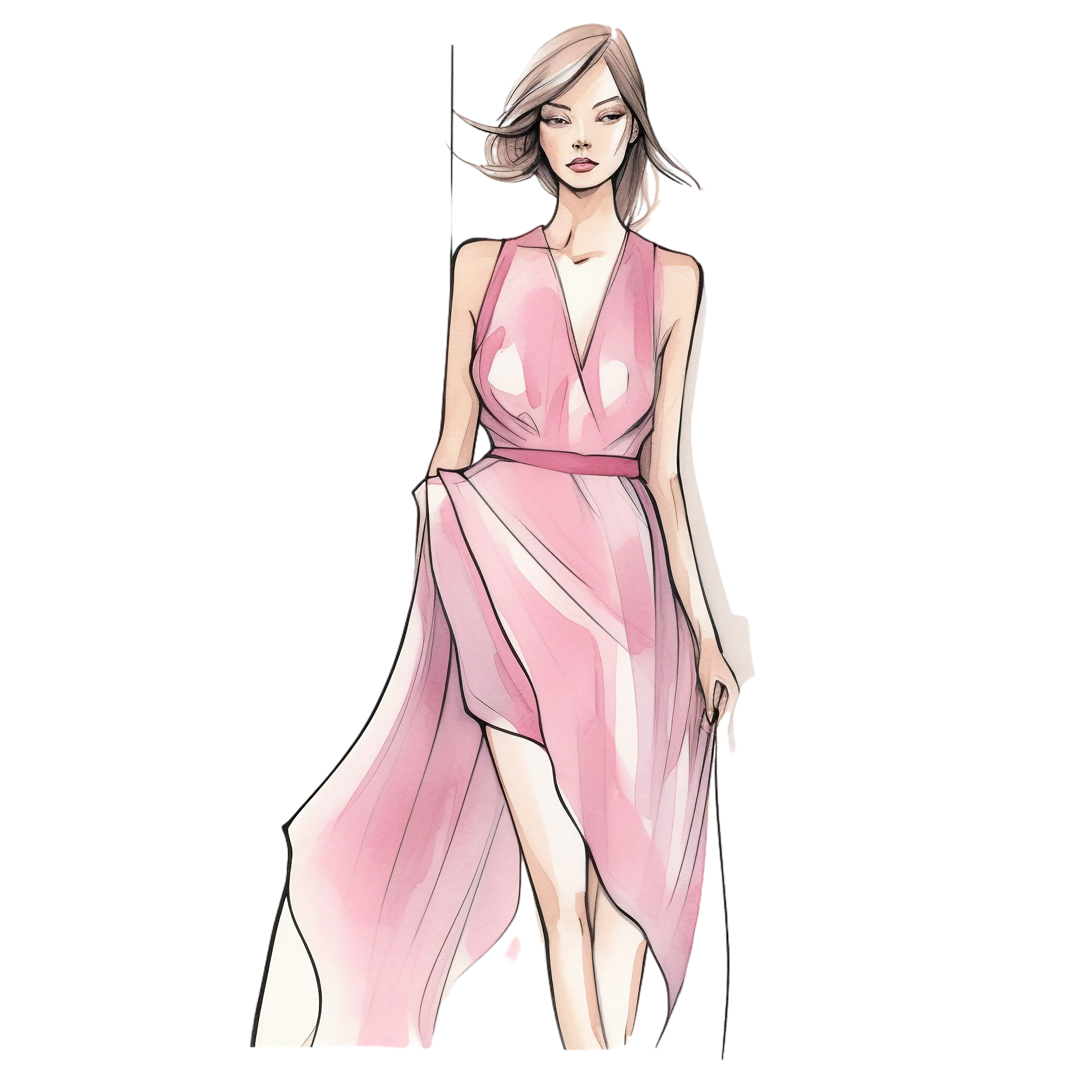 Stylish Pink Dress Concept Illustration