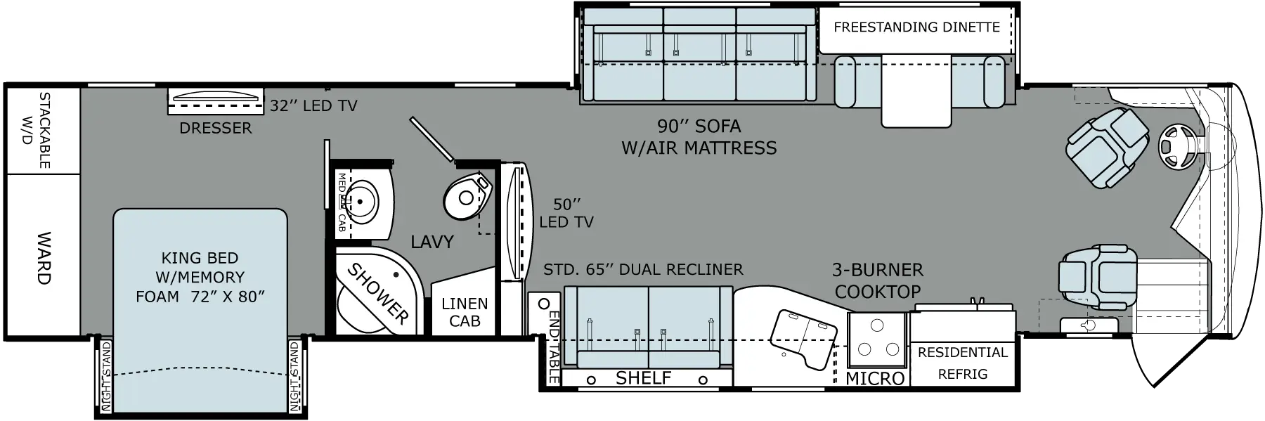 RV Floorplan Layout for Recreational Travels