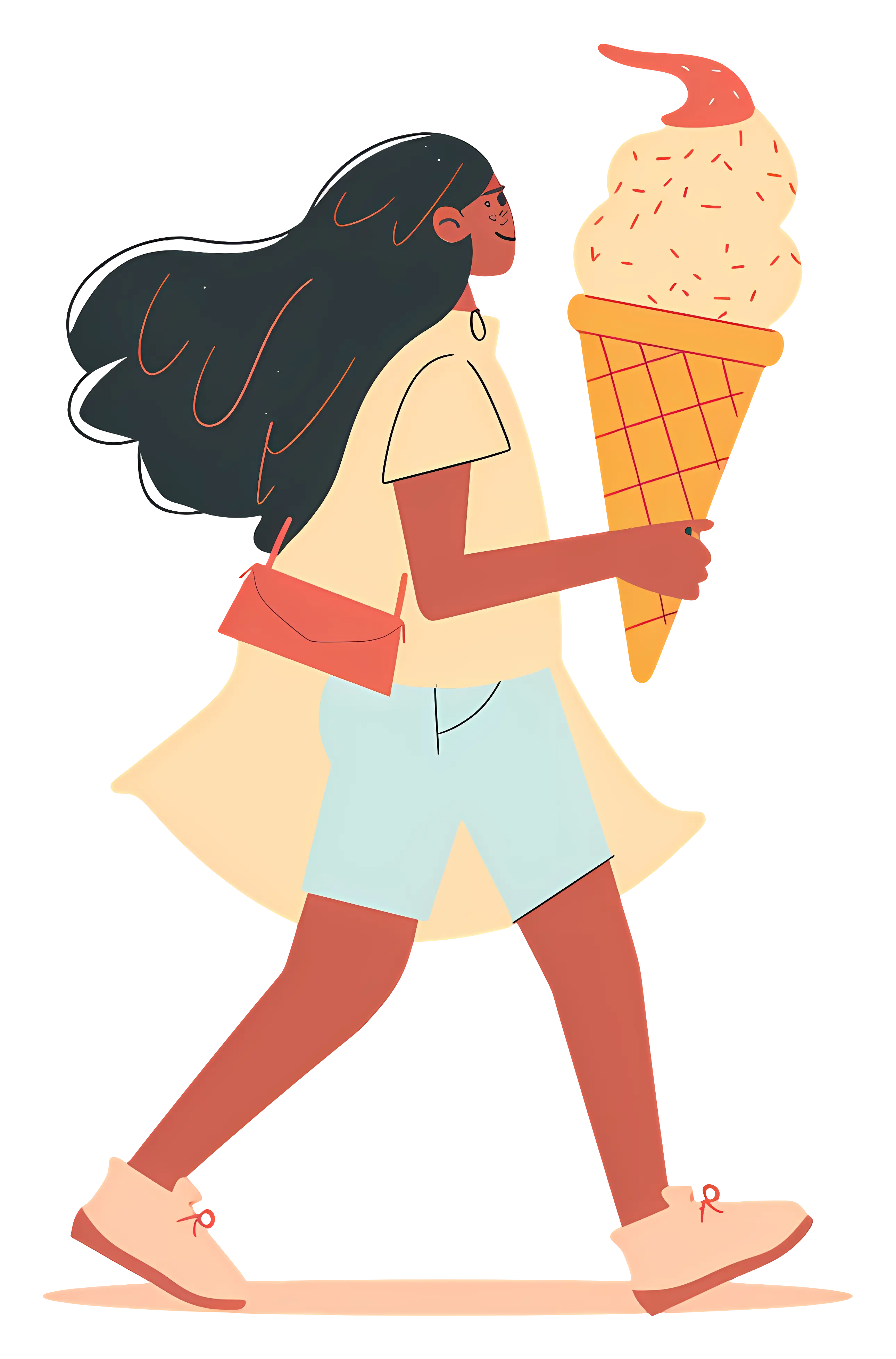 Woman Enjoying a Giant Ice Cream