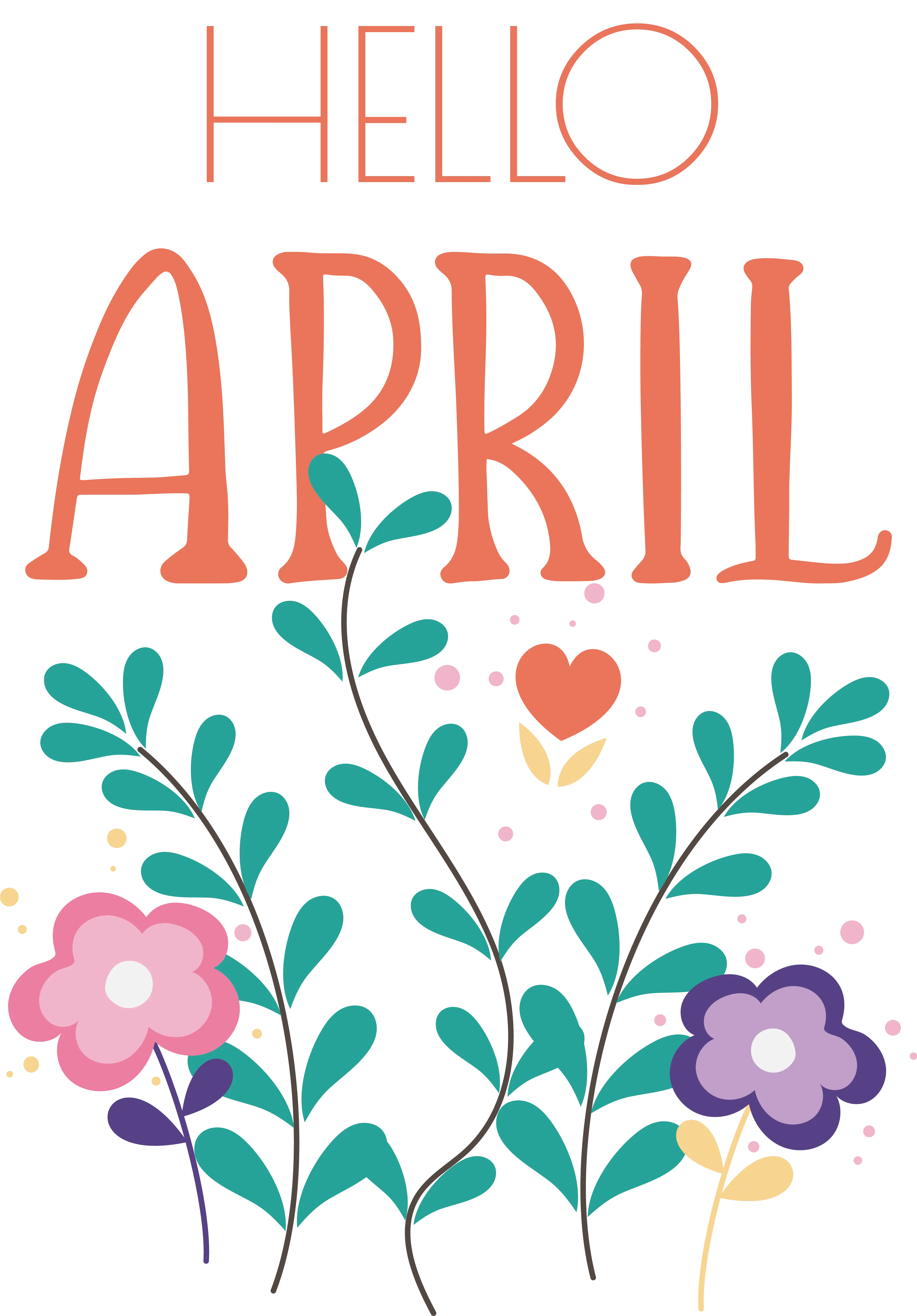 Hello April Greeting with Floral Design