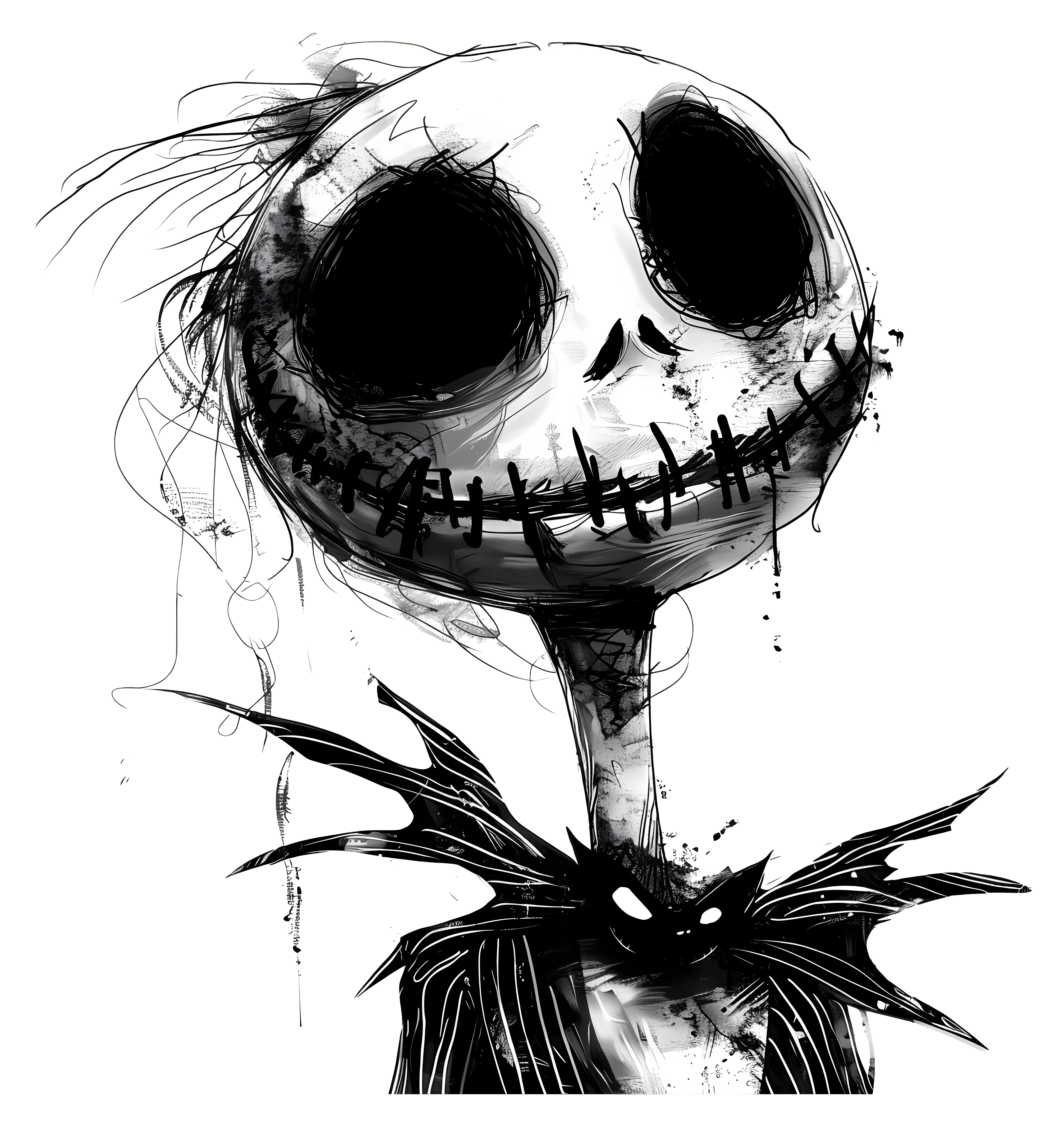 Spooky Skeleton Halloween-Themed Illustration
