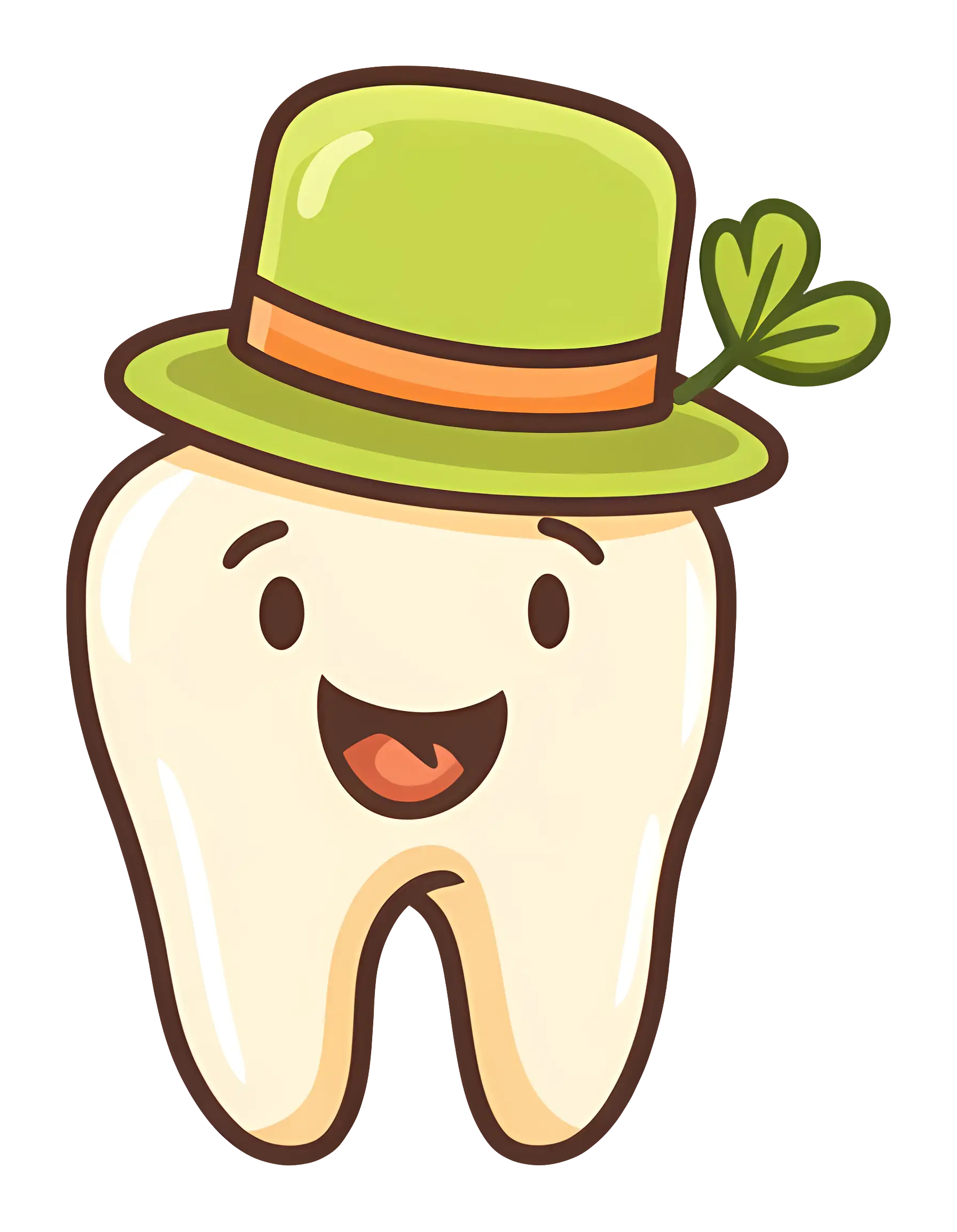 Tooth Cartoon with Green Hat