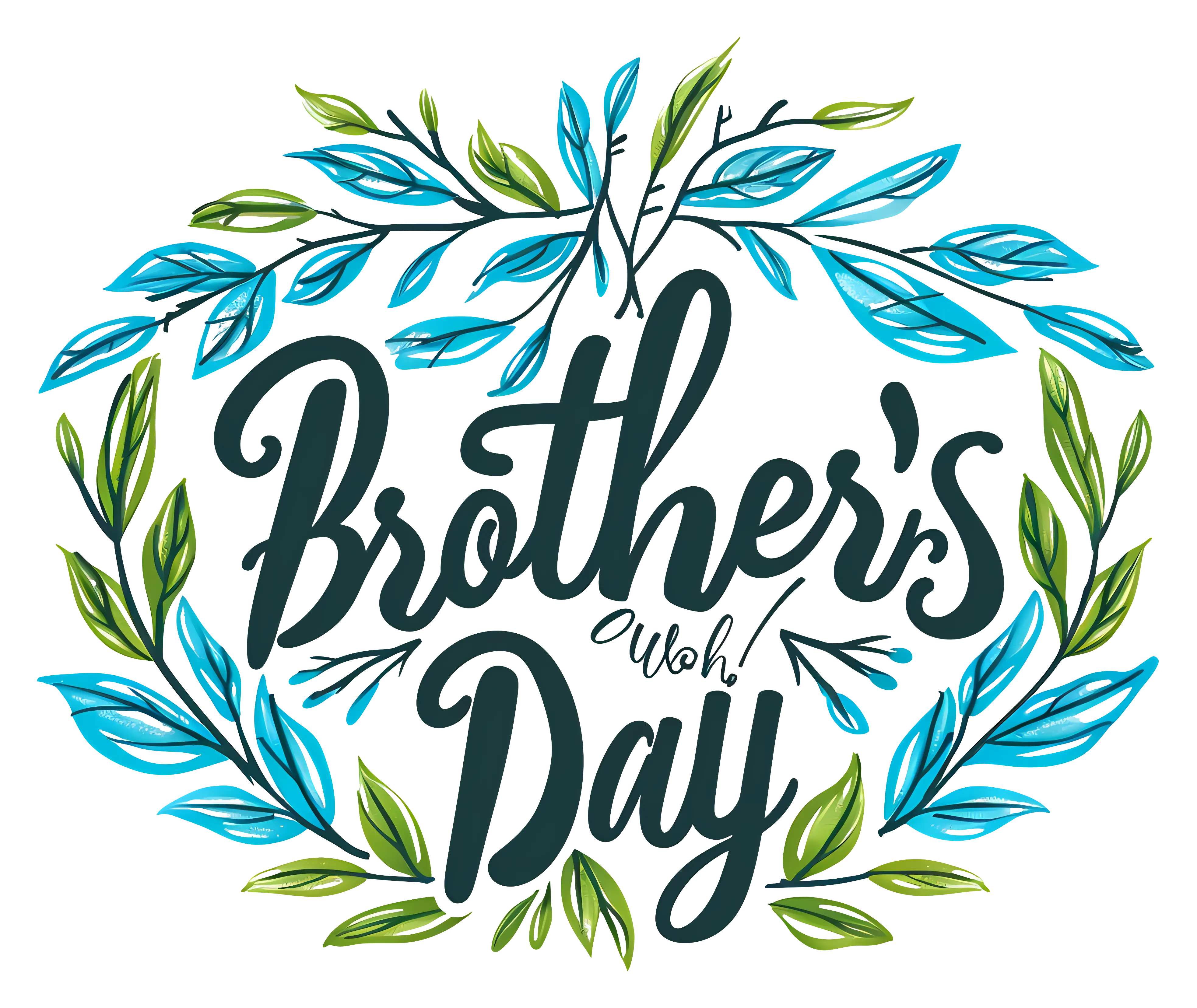 Brother&#039;s Day Text with Leaf Design