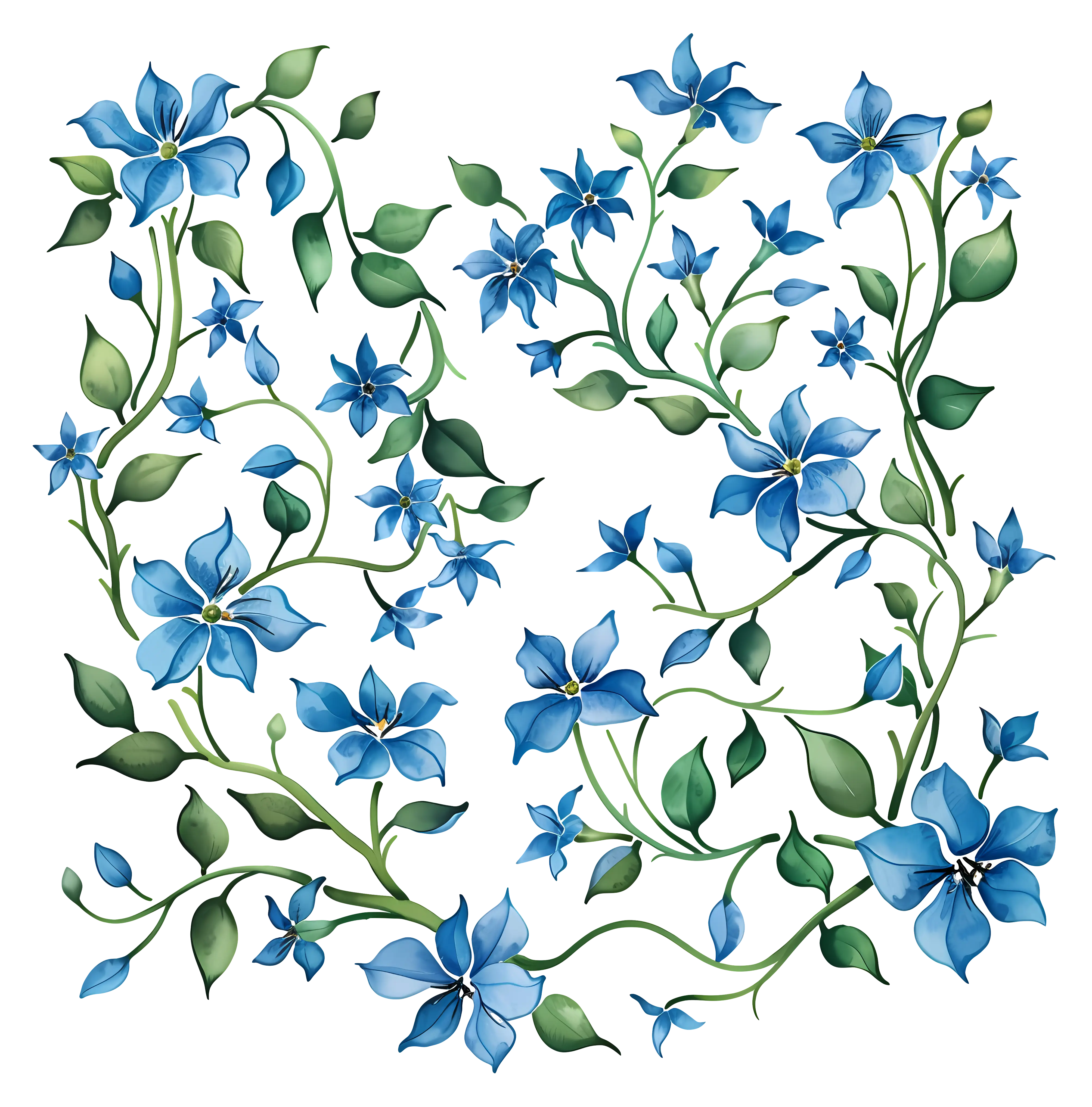 Blue Floral Decoration Pattern