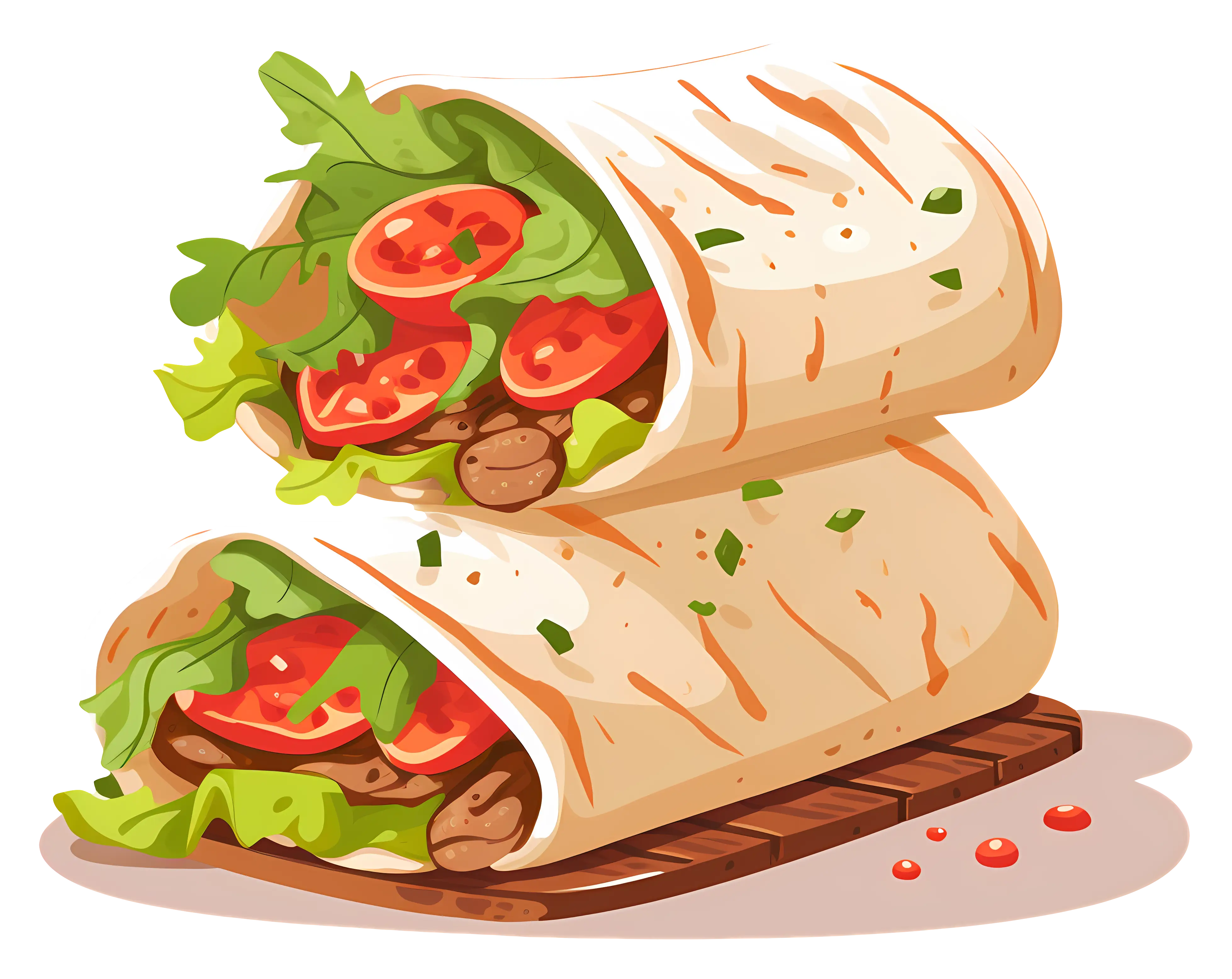 Cartoon Shawarma Wrap Illustration
