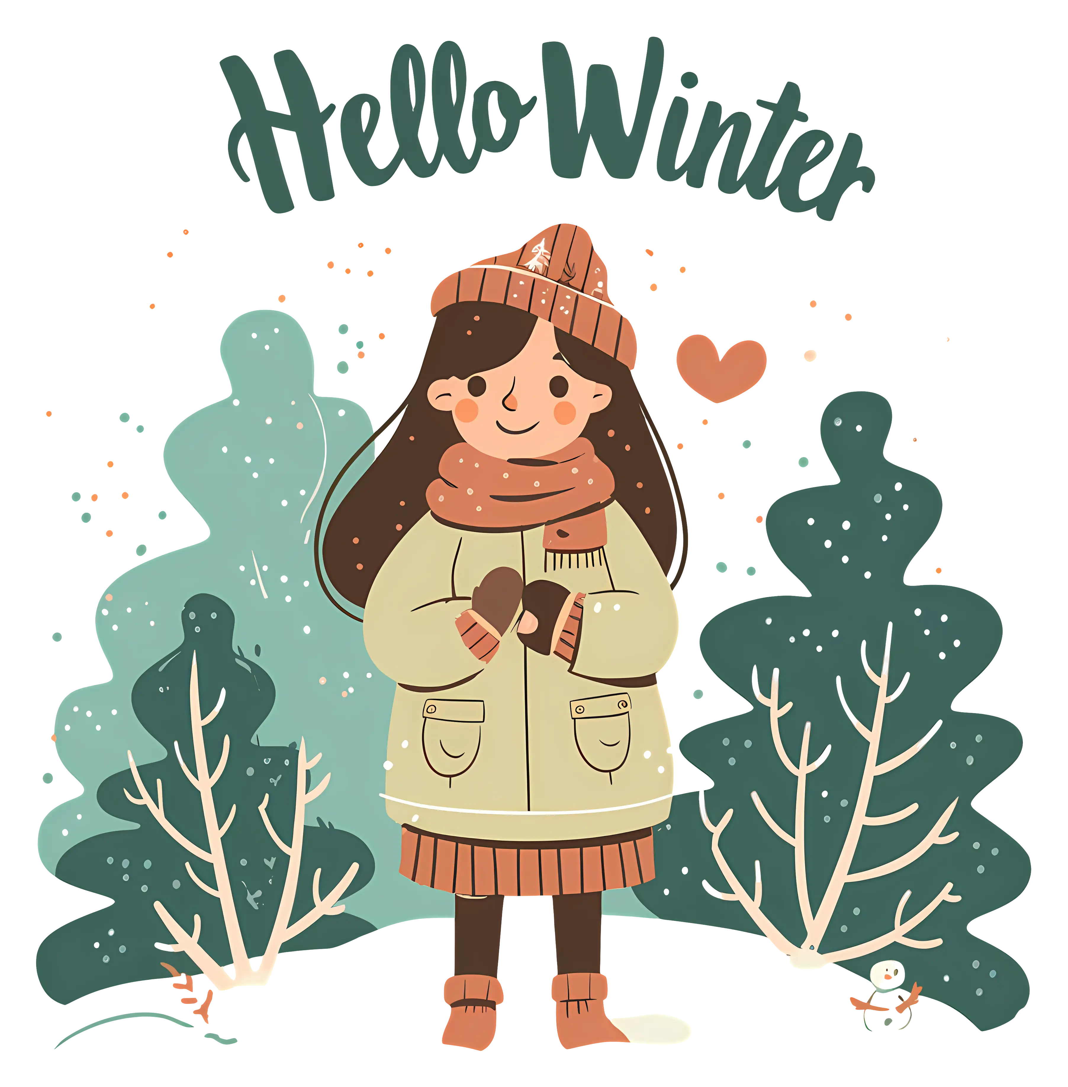 Cozy Girl in Winter Clothes Illustration