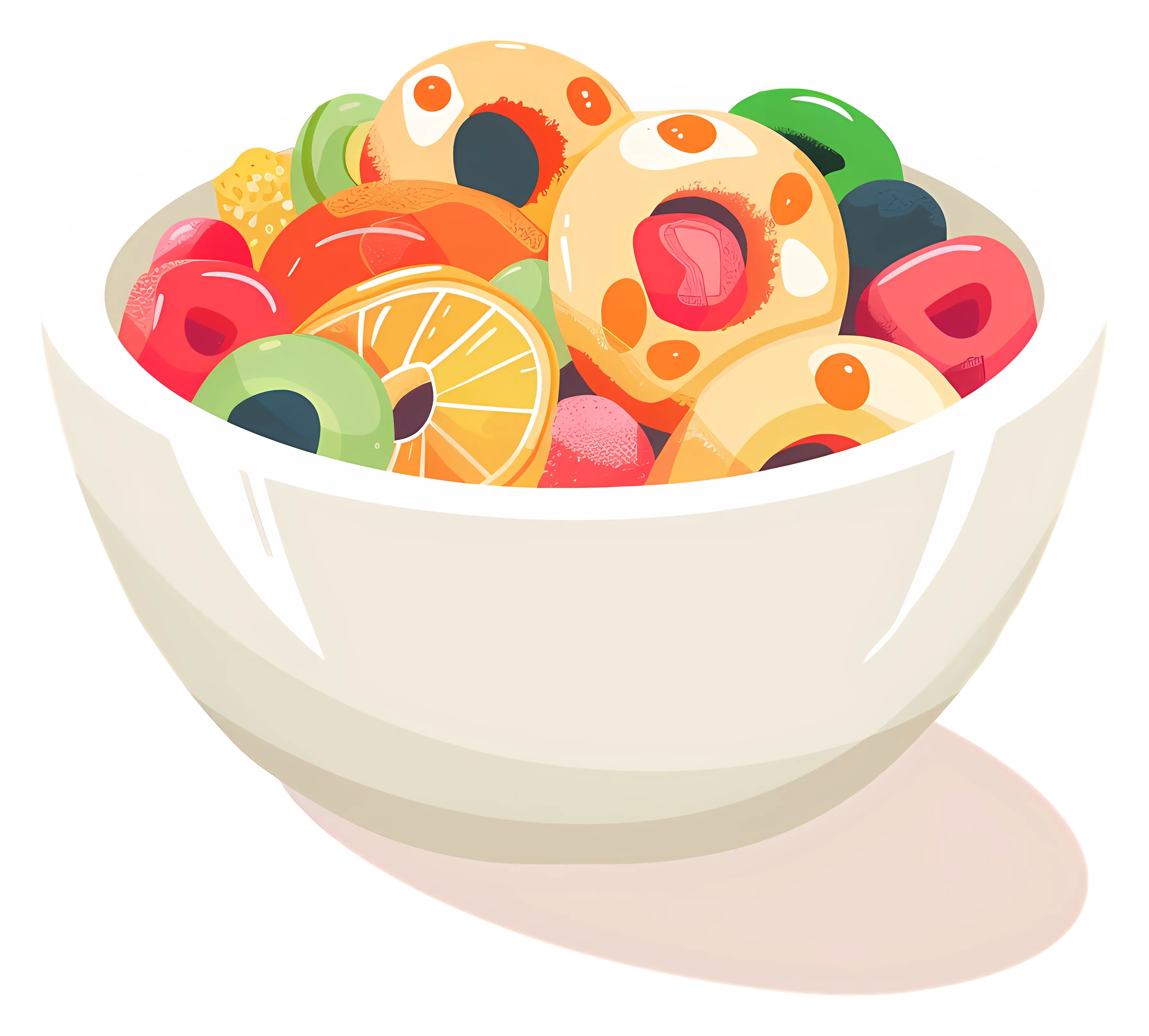 Colorful Fruit Bowl Illustration