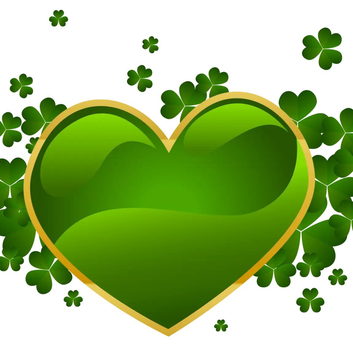 Green Heart with Shamrocks for St. Patrick&#039;s Day