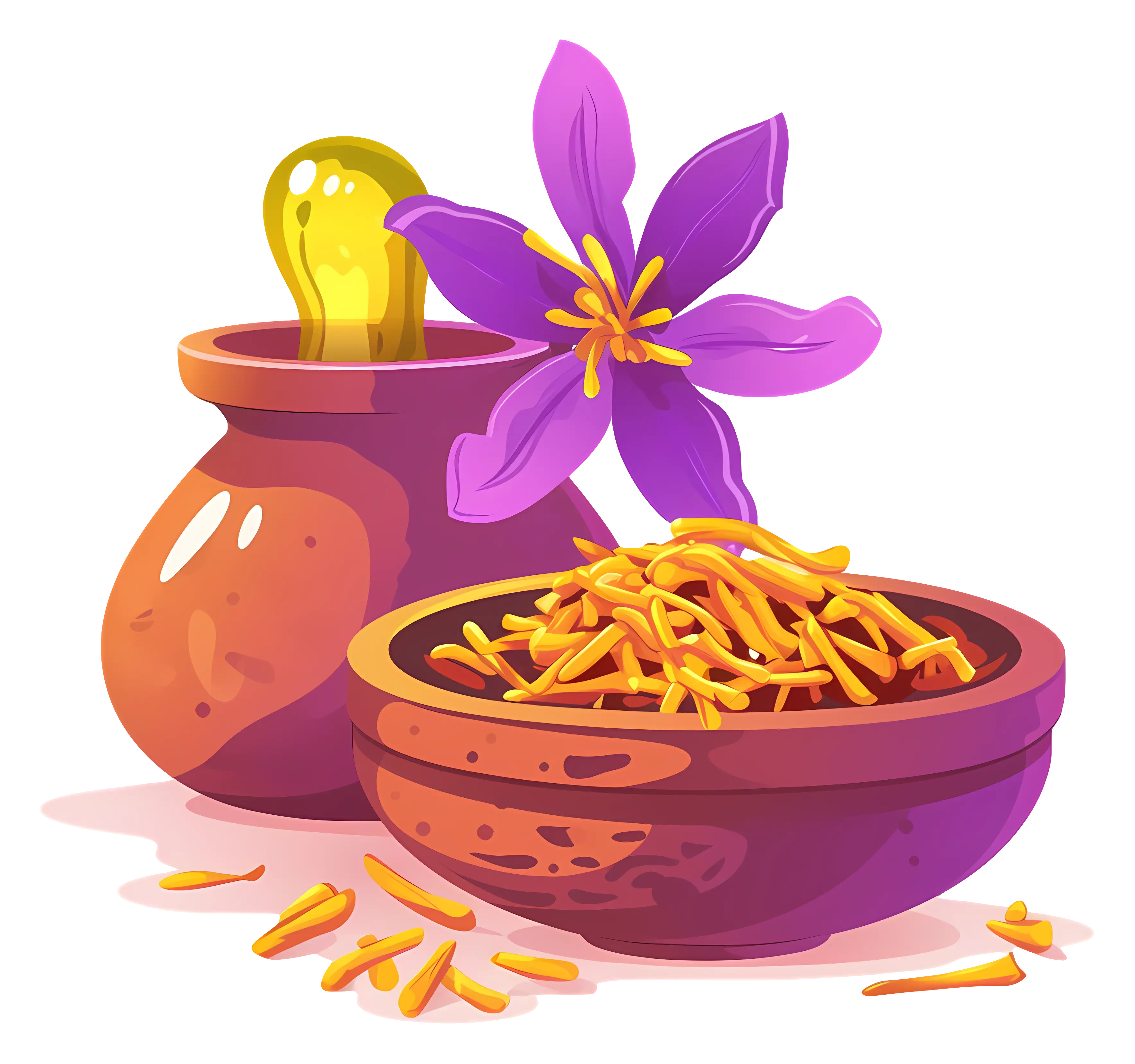 Saffron with Flower and Container Illustration