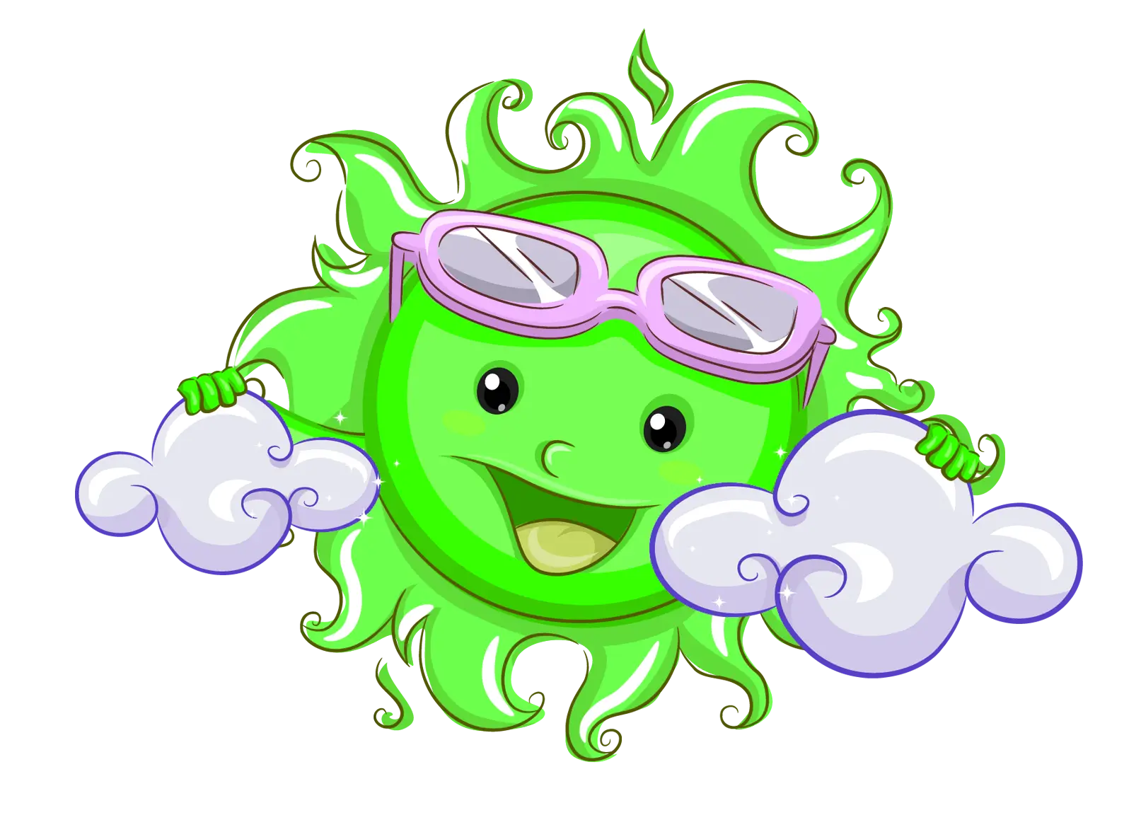 Green Sun with Sunglasses