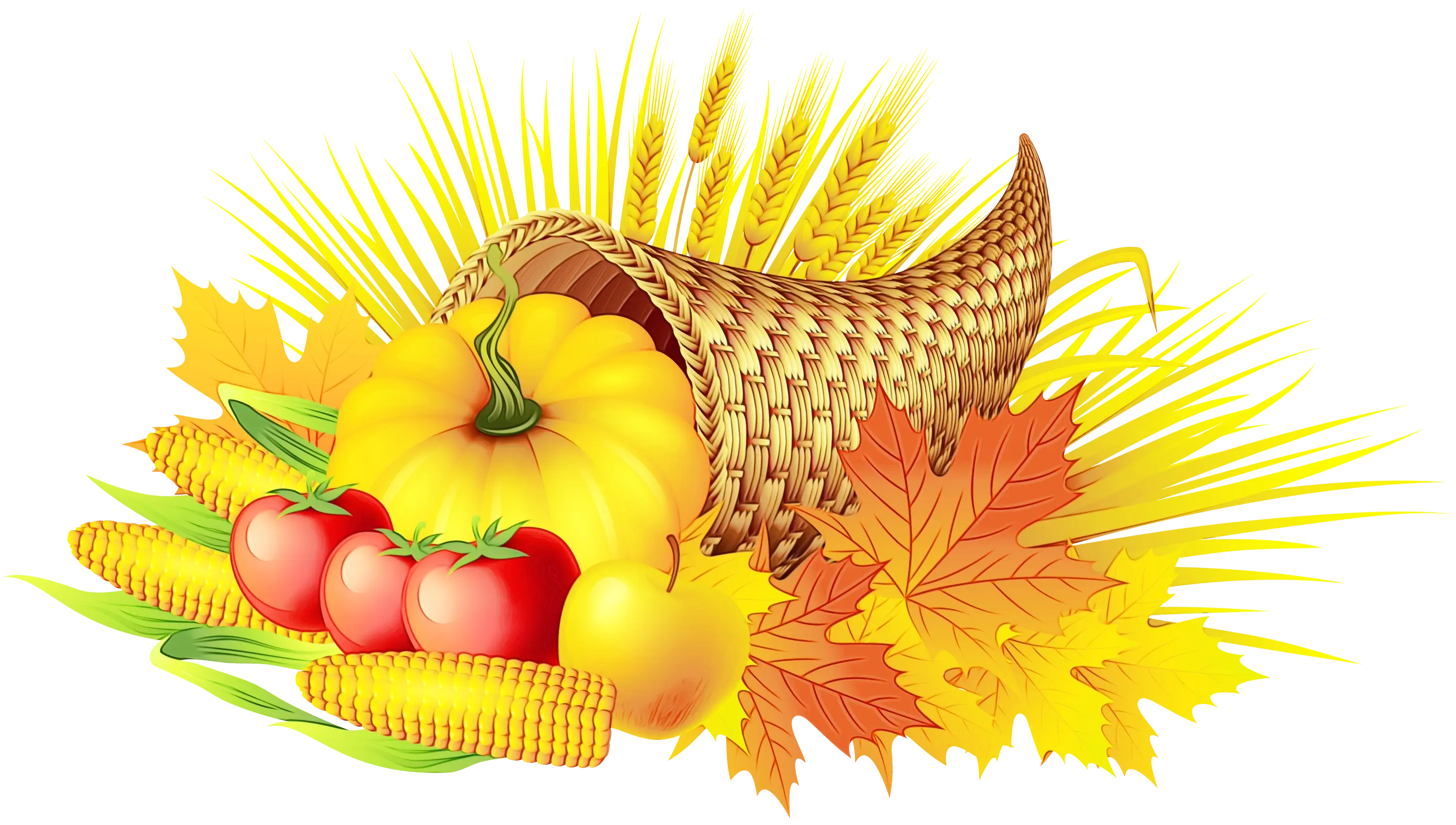 Cornucopia with Autumn Harvest Items for Thanksgiving
