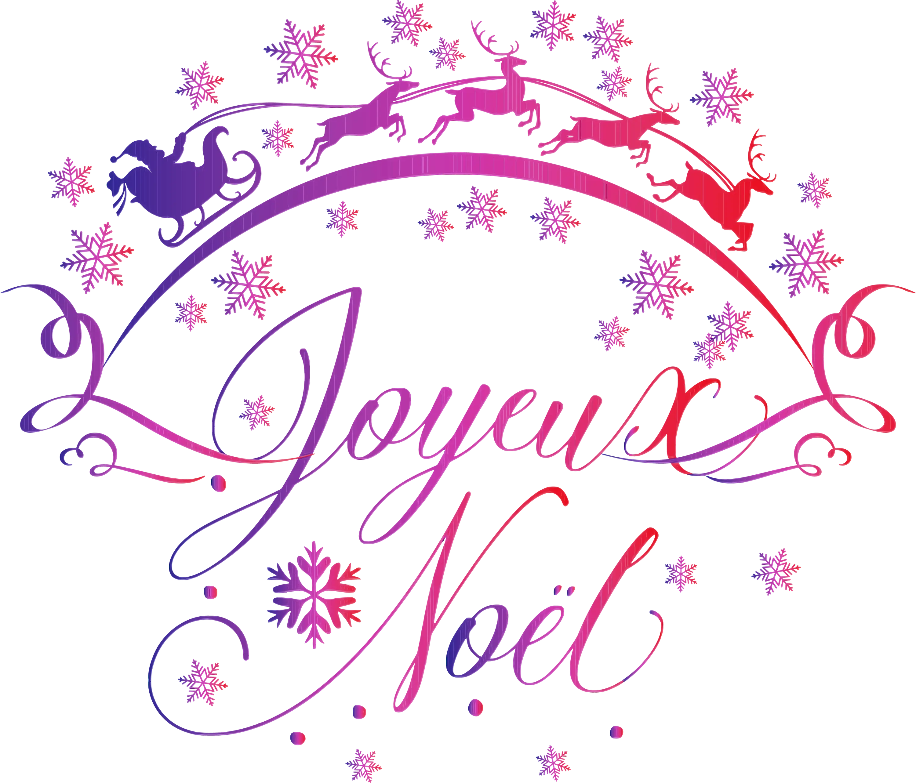 Joyeux Noël with Reindeer and Sleigh Design