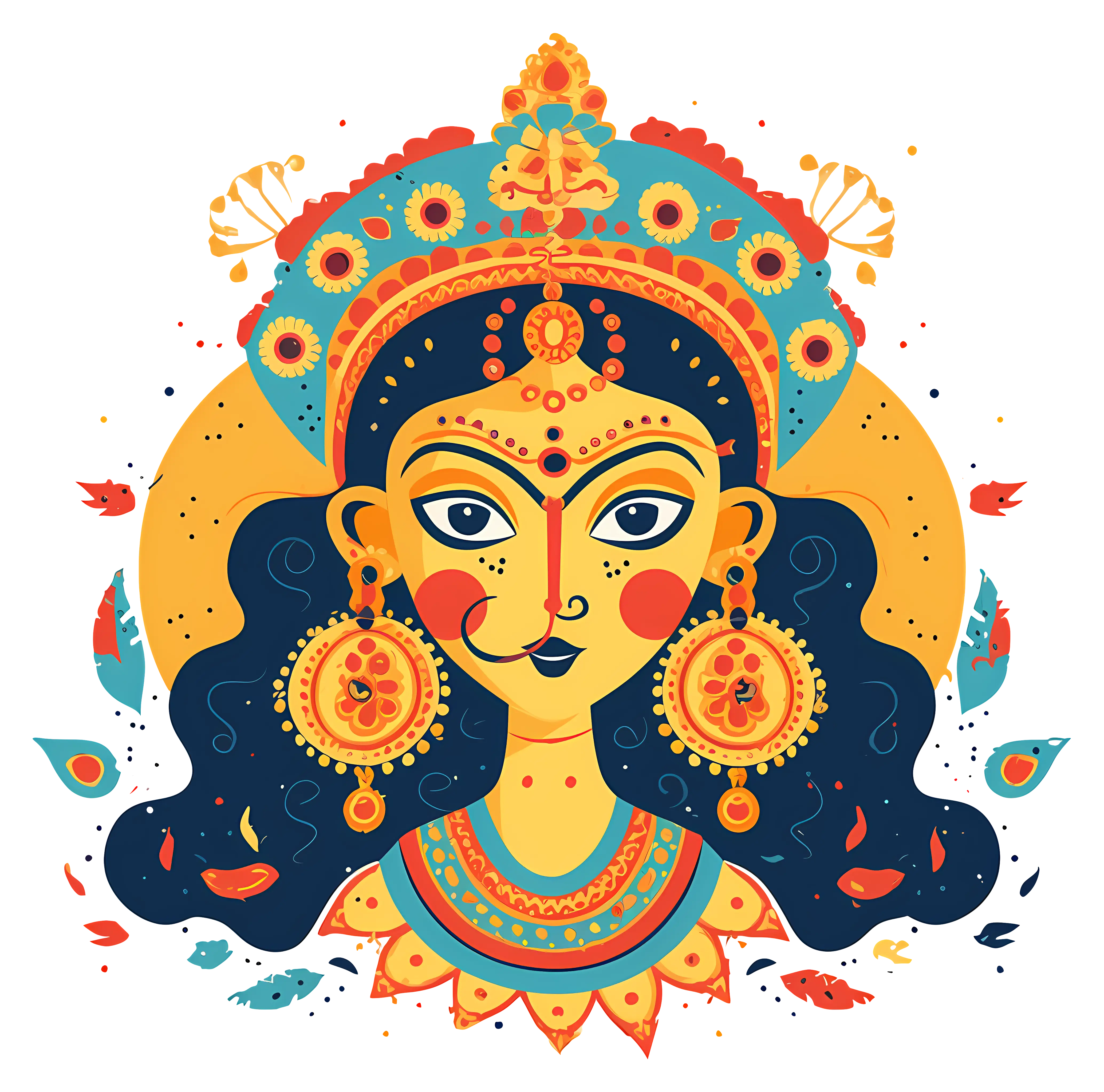 Traditional Goddess Illustration in Vibrant Colors