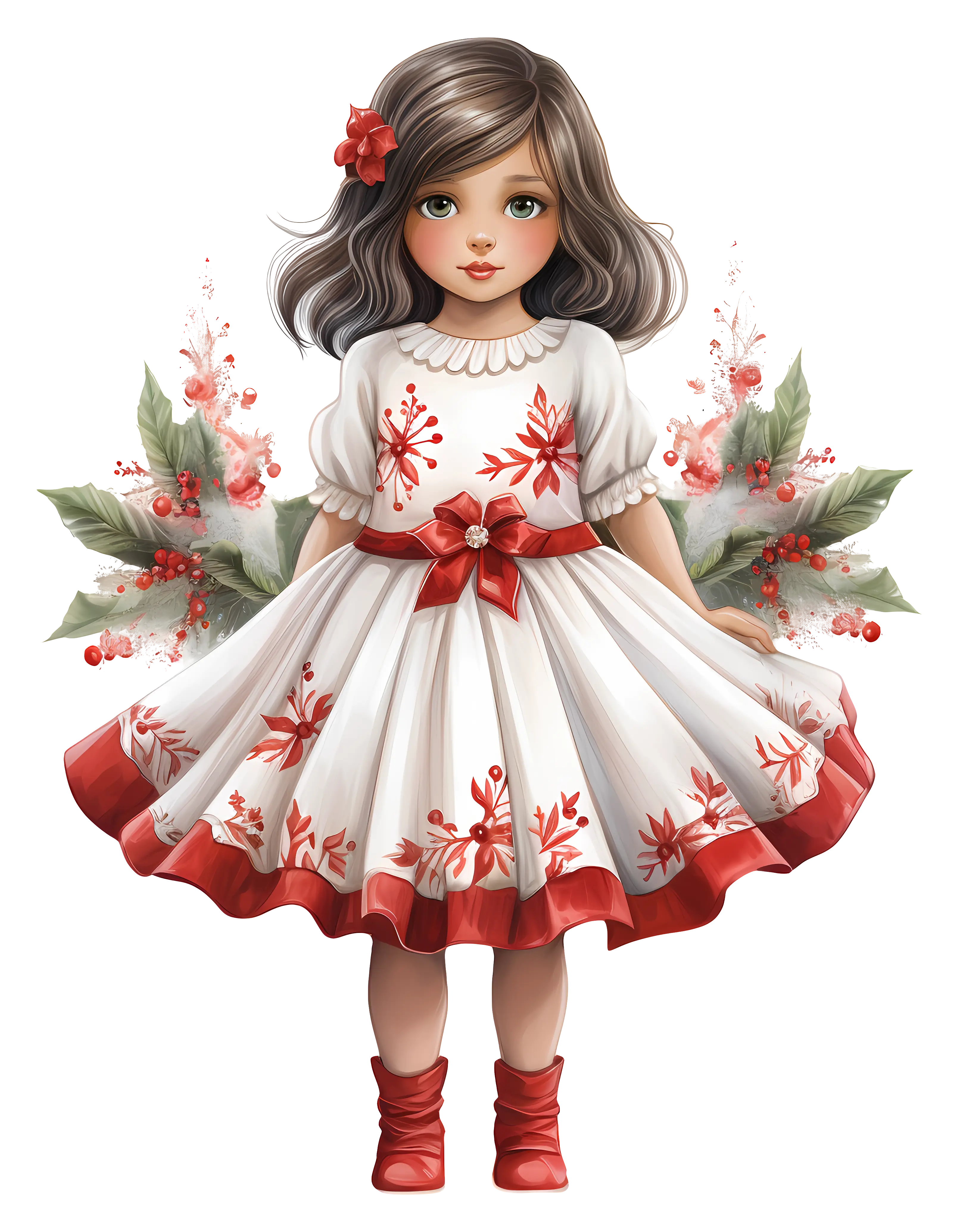Christmas Doll in White Dress