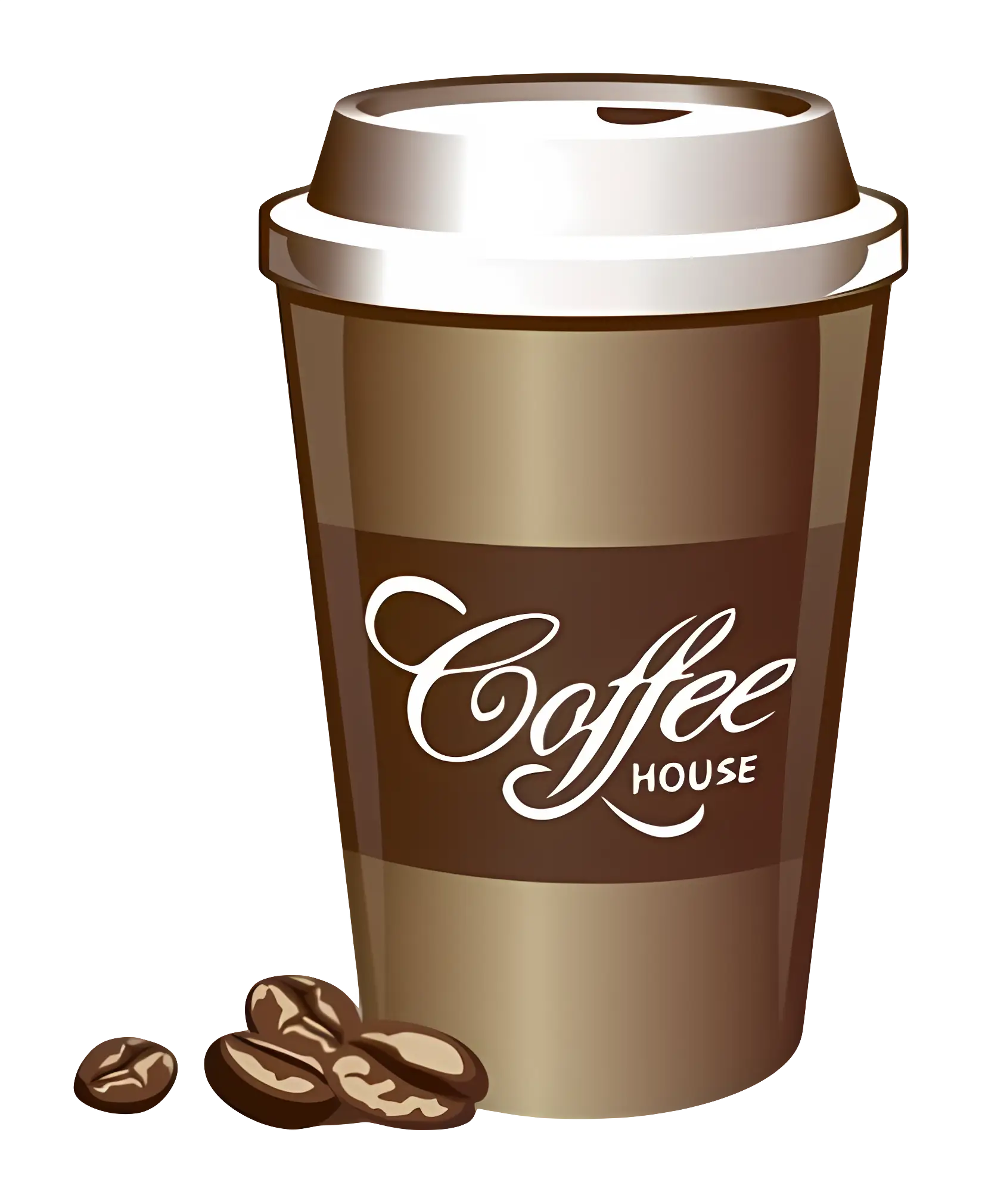 Stylized Coffee Cup Illustration with Coffee Beans
