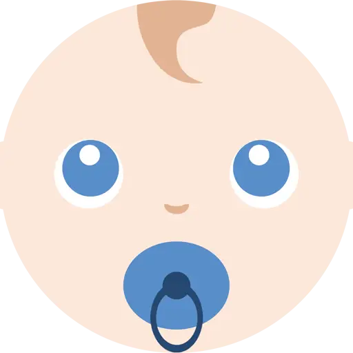 Cartoon Baby Face with Blue Pacifier