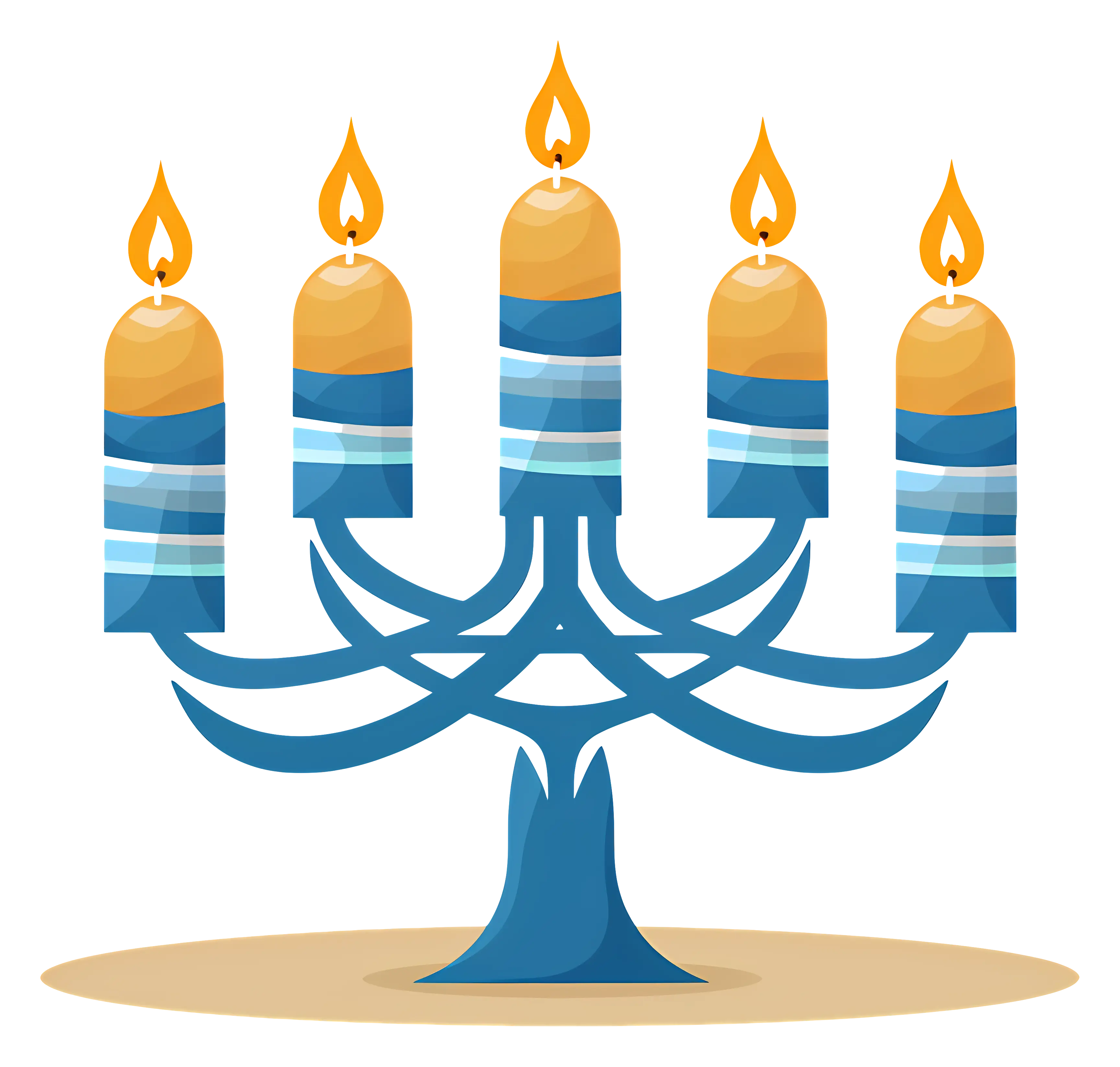 Menorah with Blue and Yellow Candles